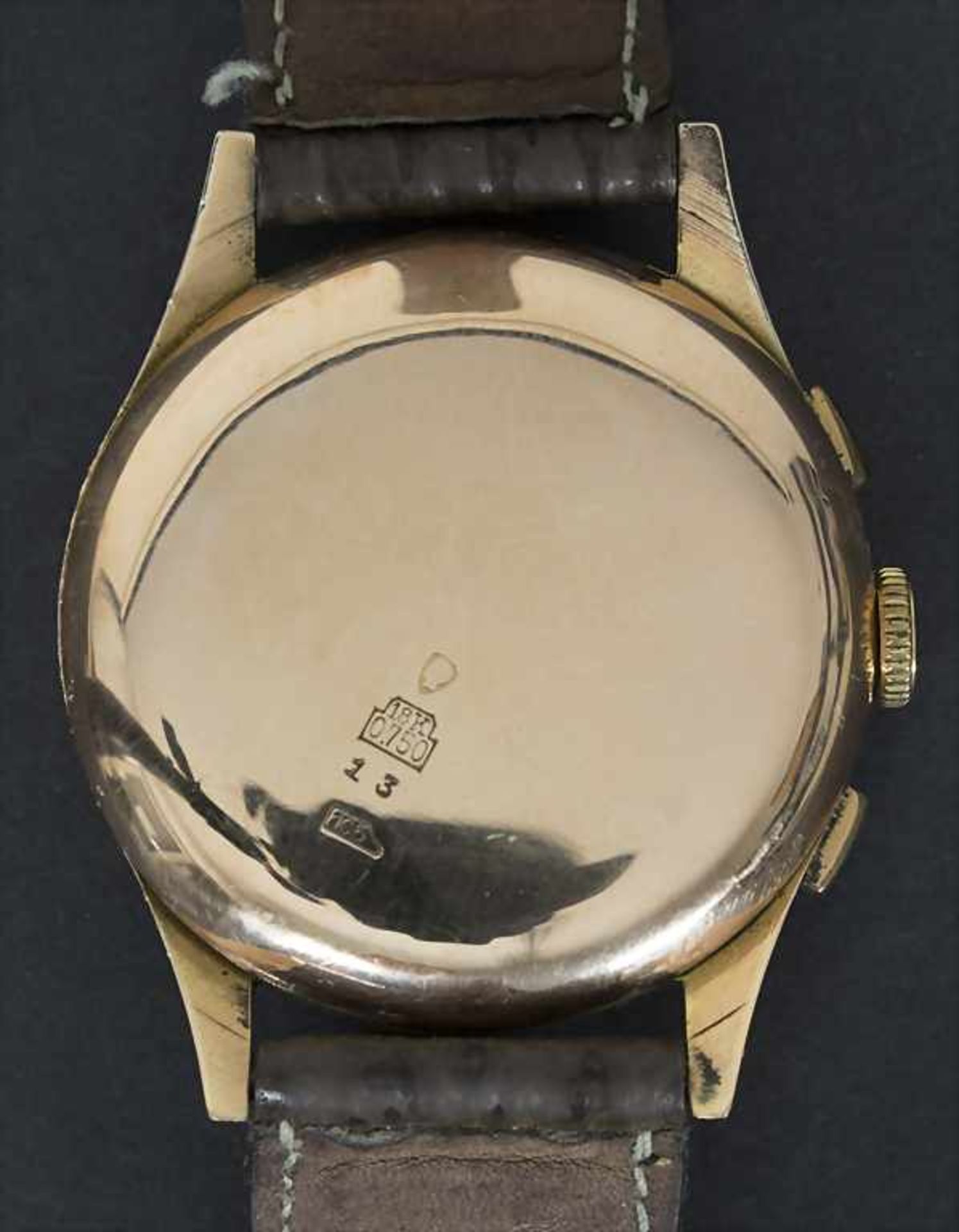 HAU / A men's watch, EGONA, Chronograph, Schweiz/Swiss, um 1960Gehäuse: Gold 18 Kt 750/000 - Image 3 of 6