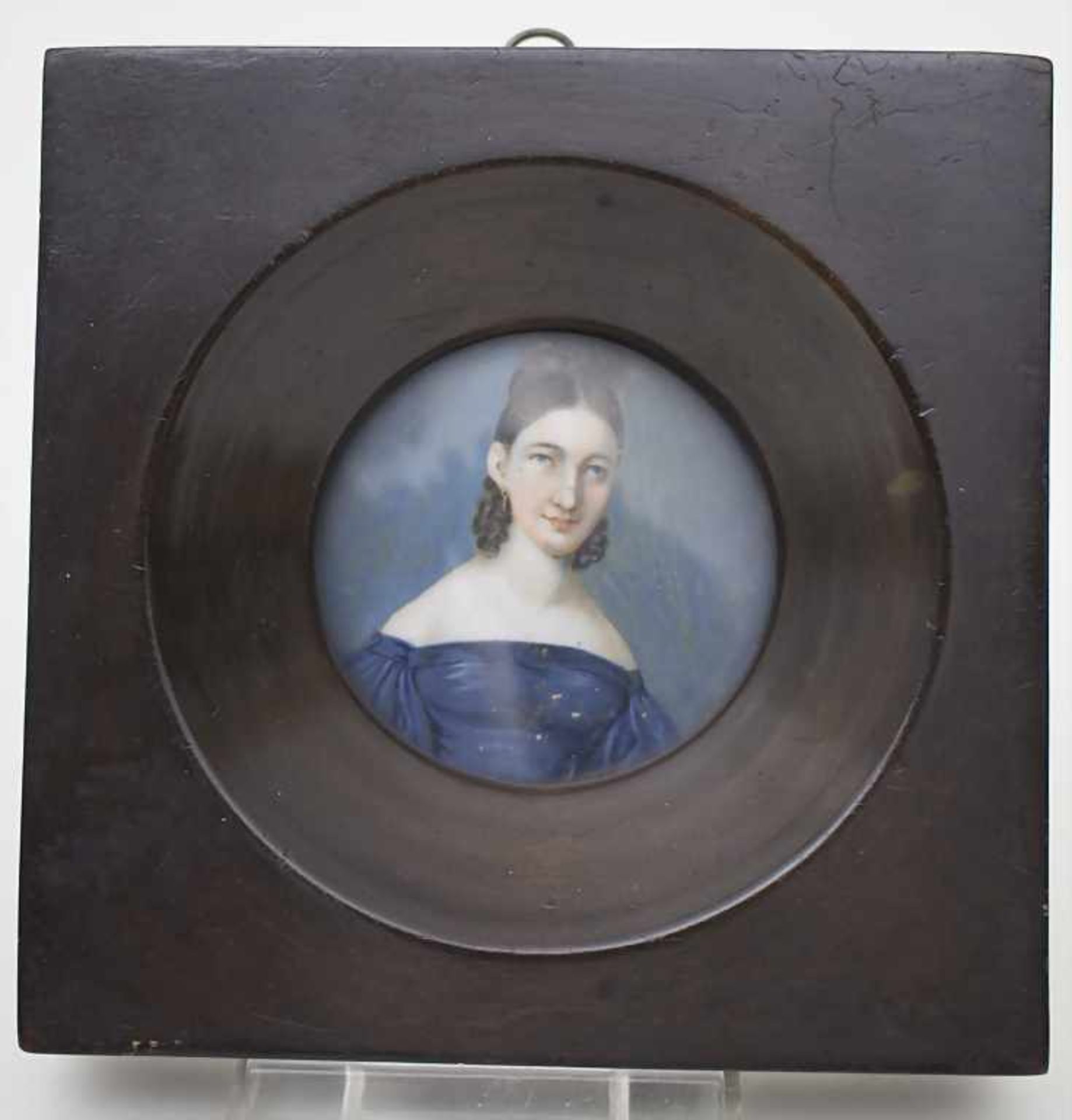 Biedermeier-Miniatur 'Damenporträt' / 'A Biedermeier miniature 'lady's portrait', deutsch, um