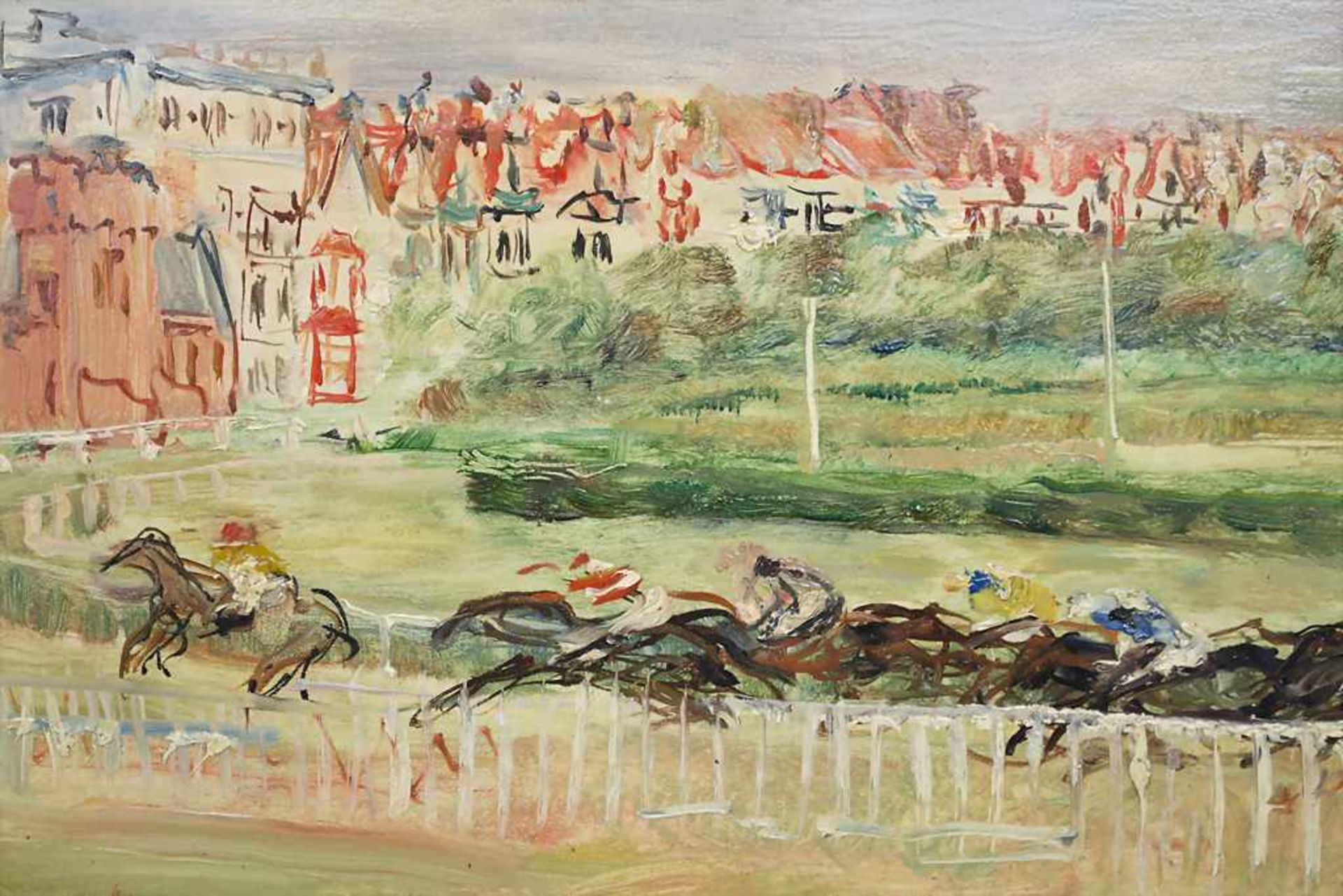 Otto Dill (1884-1957) (Zuschreibung / attributed), 'Pferderennen vor Stadtkulisse' / 'A horse race - Image 4 of 6