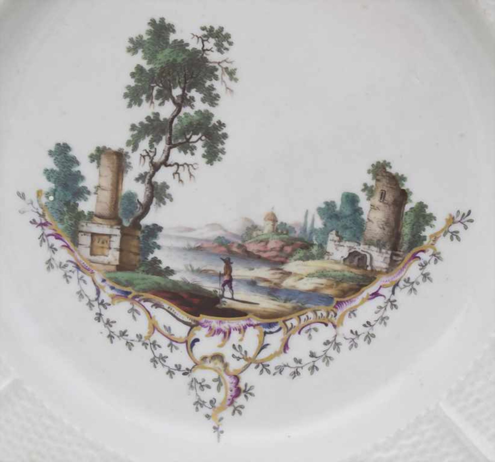 Rokoko Teller / A Rococo plate, Ludwigsburg, 1784Material: flacher Porzellan Teller mit - Bild 2 aus 5