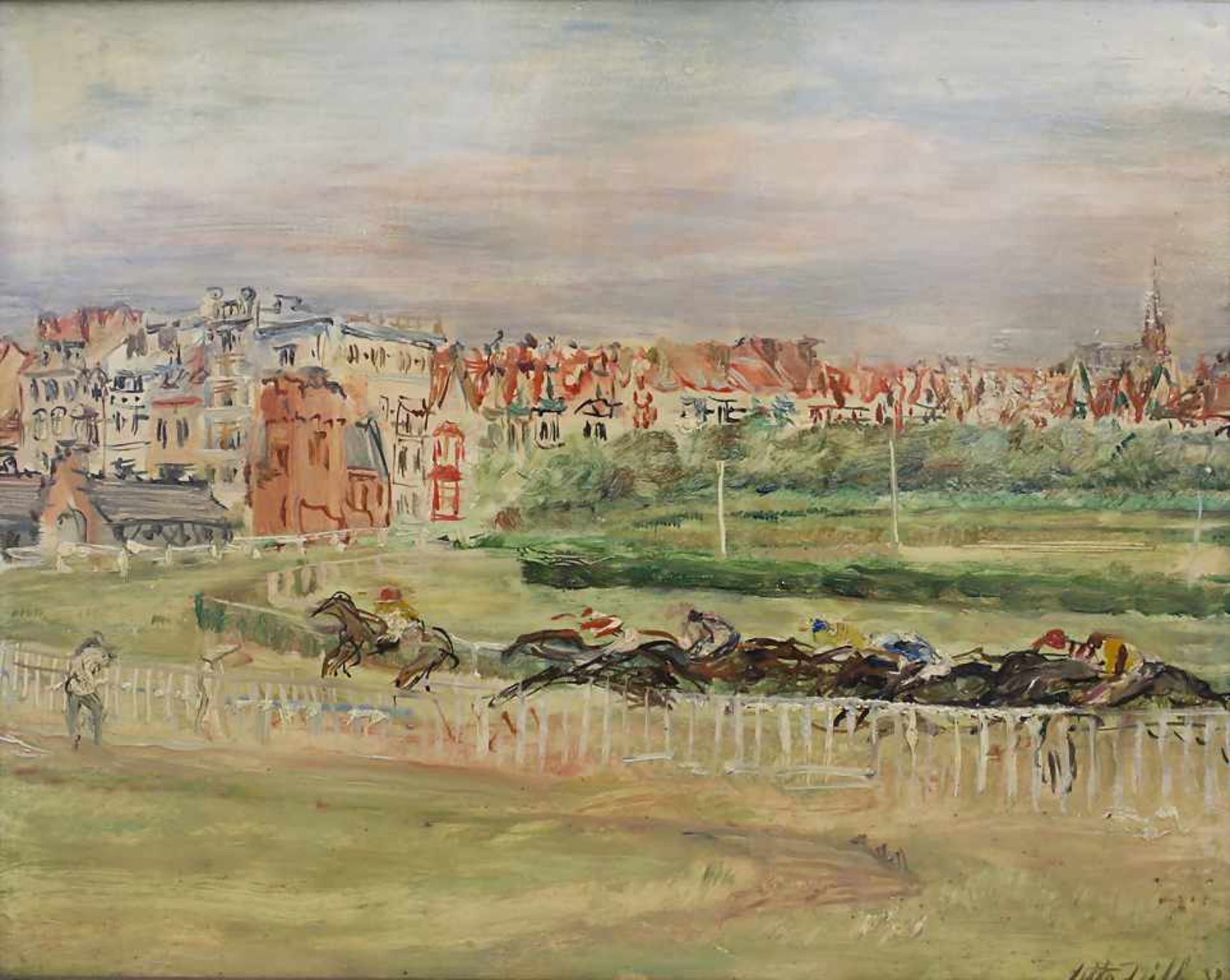Otto Dill (1884-1957) (Zuschreibung / attributed), 'Pferderennen vor Stadtkulisse' / 'A horse race