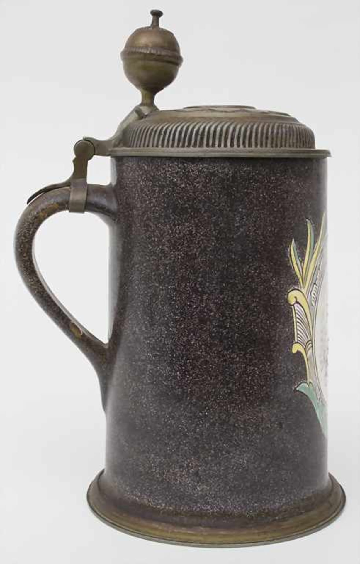 Walzenkrug mit Pfauendekor / A covered mug, süddeutsch, 18. Jh.Material: Fayence, mit - Bild 5 aus 10