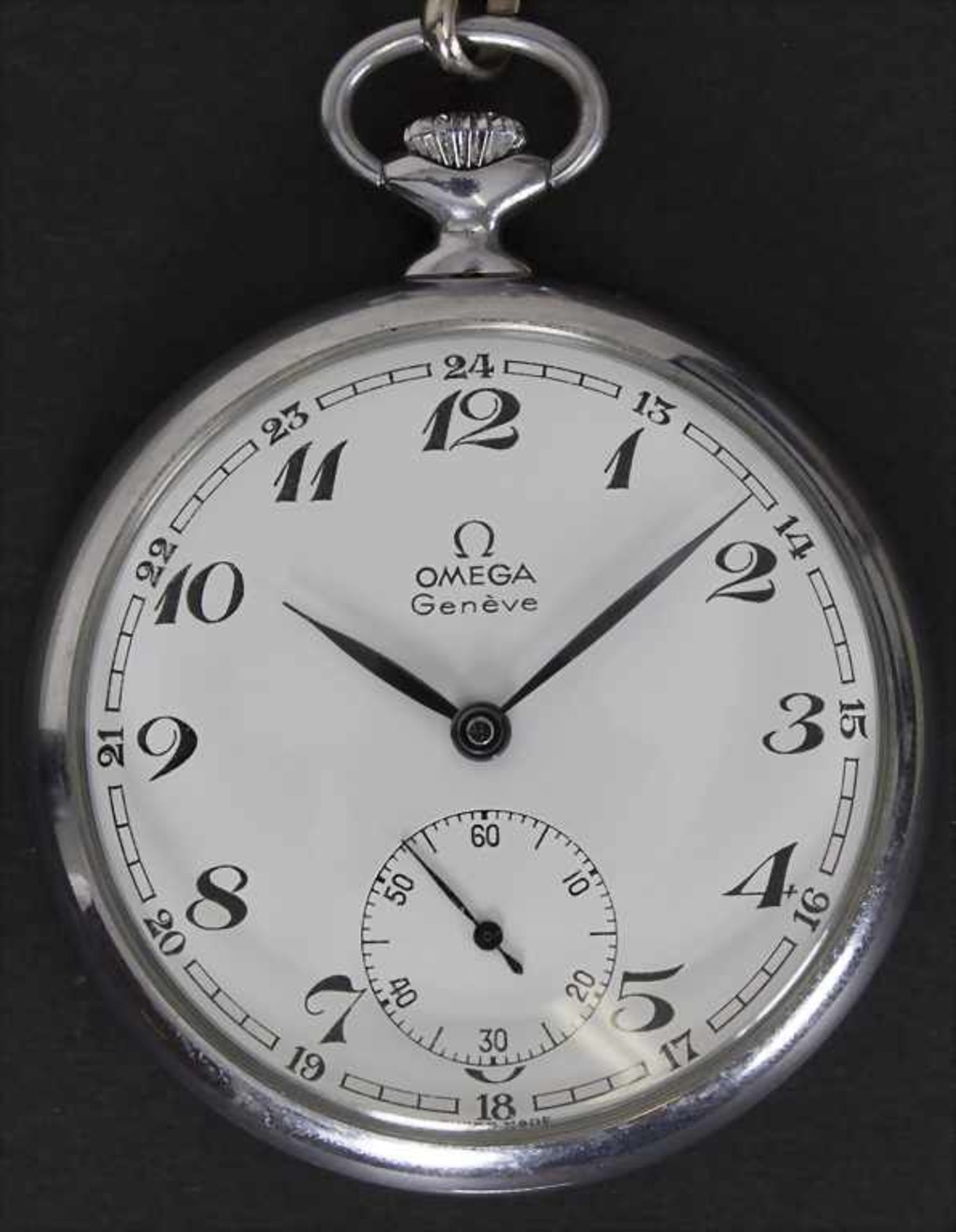 Offene Taschenuhr /A pocket watch, Omega, Schweiz/Swiss, um 1930Material: Gehäuse Stahl, Nr. 121.