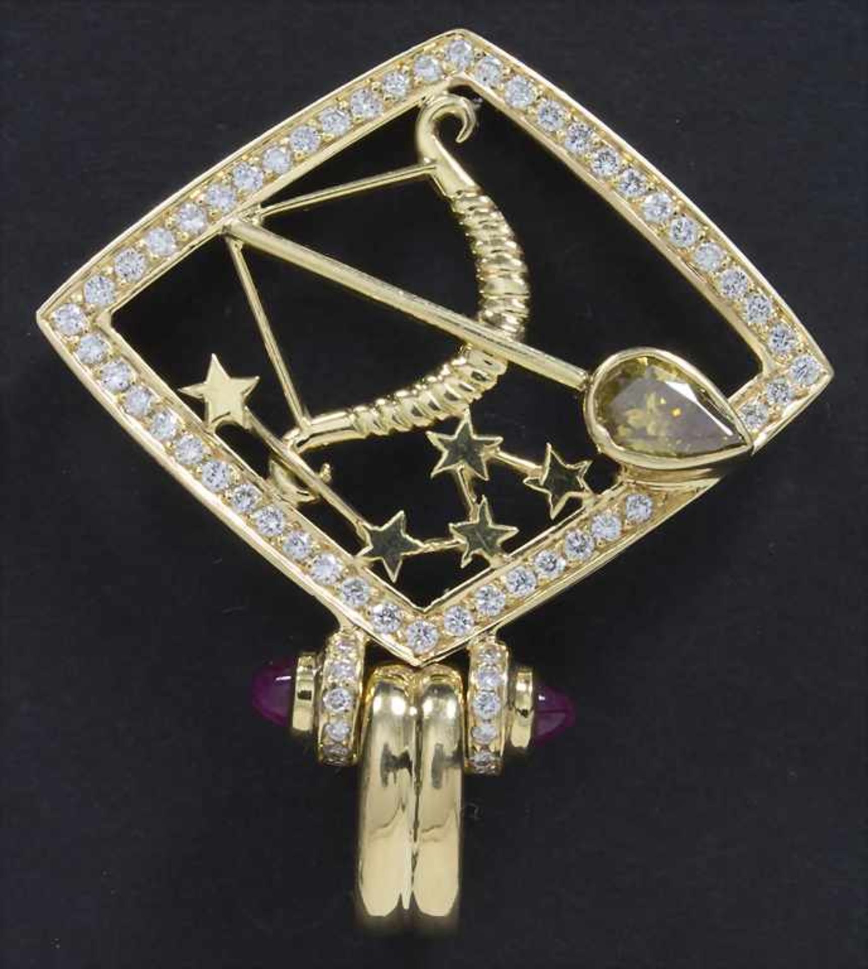 Anhänger Sternzeichen Schütze / A Pendant with Diamonds and RubyMaterial: GG 750/000, Diamanten zus.