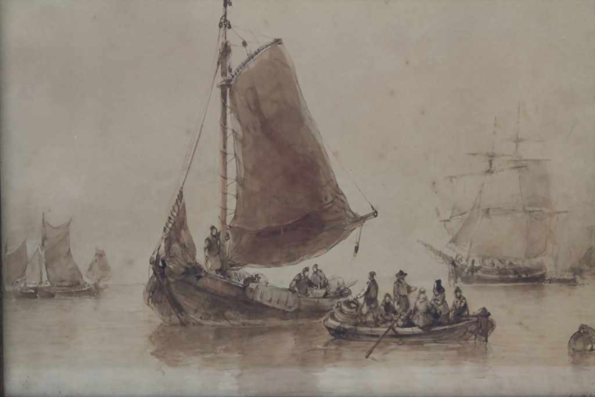 Anthonie Waldorp (1803-1866), 'Belebte Szene mit Fischerbooten' / 'A lively scenery with fishing