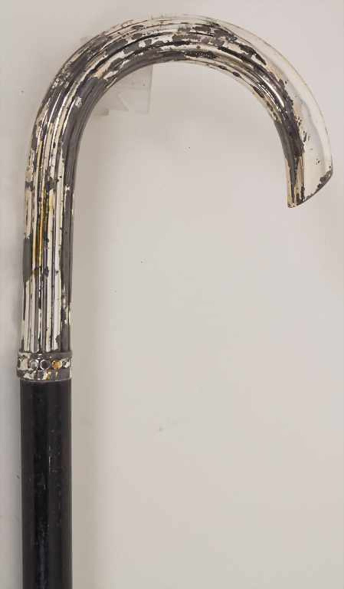 Gehstock mit Silbergriff / A Cane with silver handle, deutsch, um 1900Material: Holz, ebonisiert,