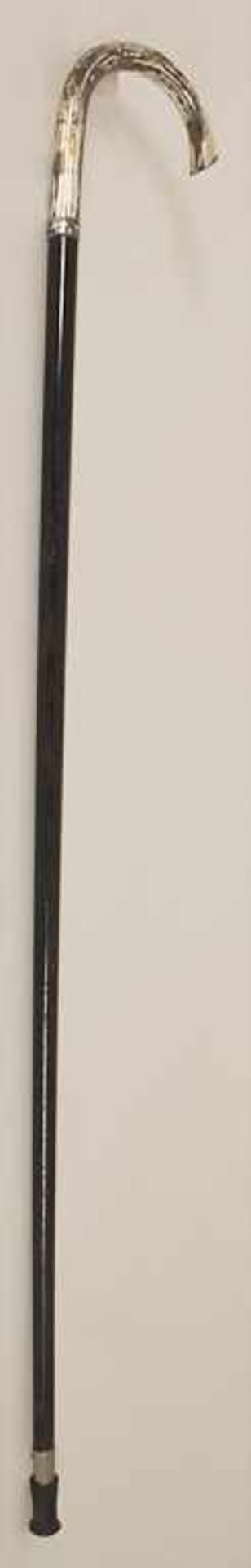 Gehstock mit Silbergriff / A Cane with silver handle, deutsch, um 1900Material: Holz, ebonisiert, - Bild 4 aus 5