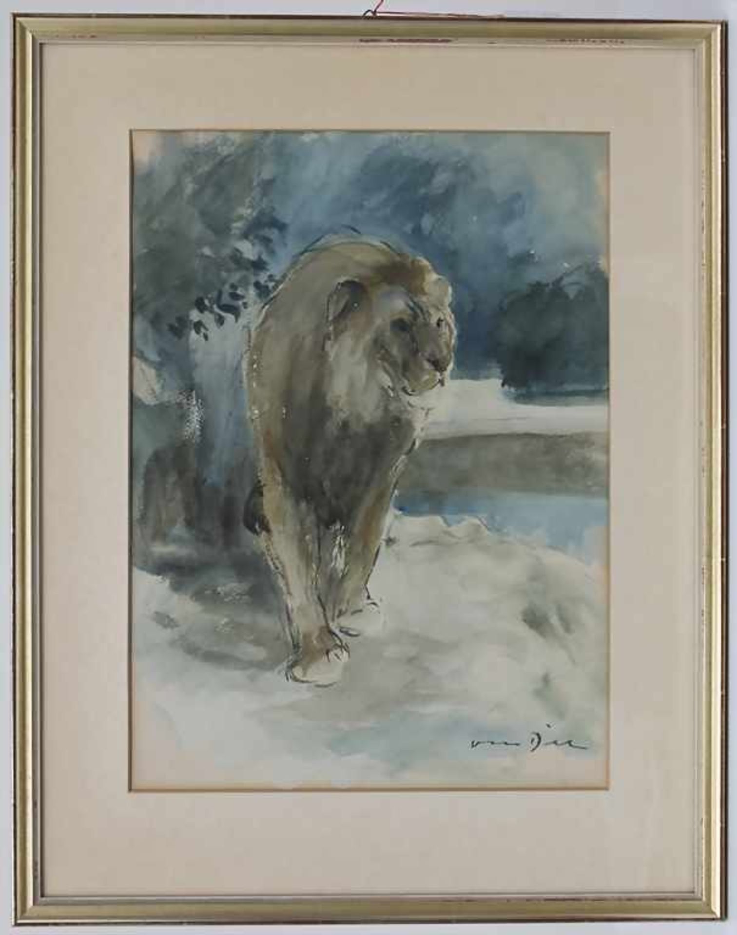 Otto Dill (1884-1957), 'Schreitender Löwe' / 'A pacing lion'Technik: Aquarell auf Papier, gerahmt, - Image 3 of 7