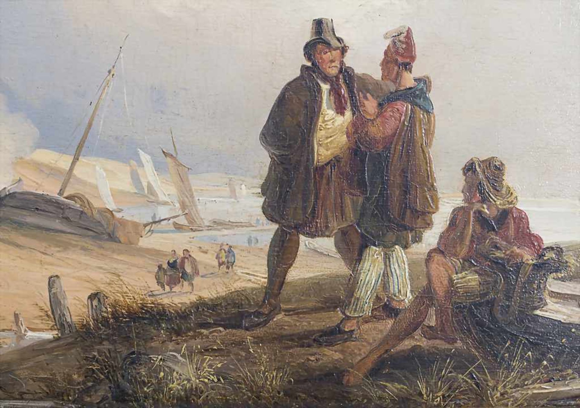 C. J. E. Roqueplan (1800/03-1855) (Zuschreibung), 'Händler vor Hafenkulisse' / 'A harbour scenery - Bild 5 aus 9
