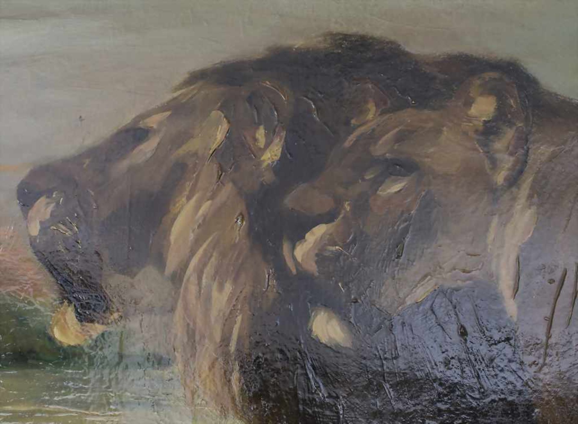 Otto Dill (1884-1957), 'Löwenpaar vor Elefantengruppe' / 'A lion couple and an elephant group' - Bild 4 aus 8