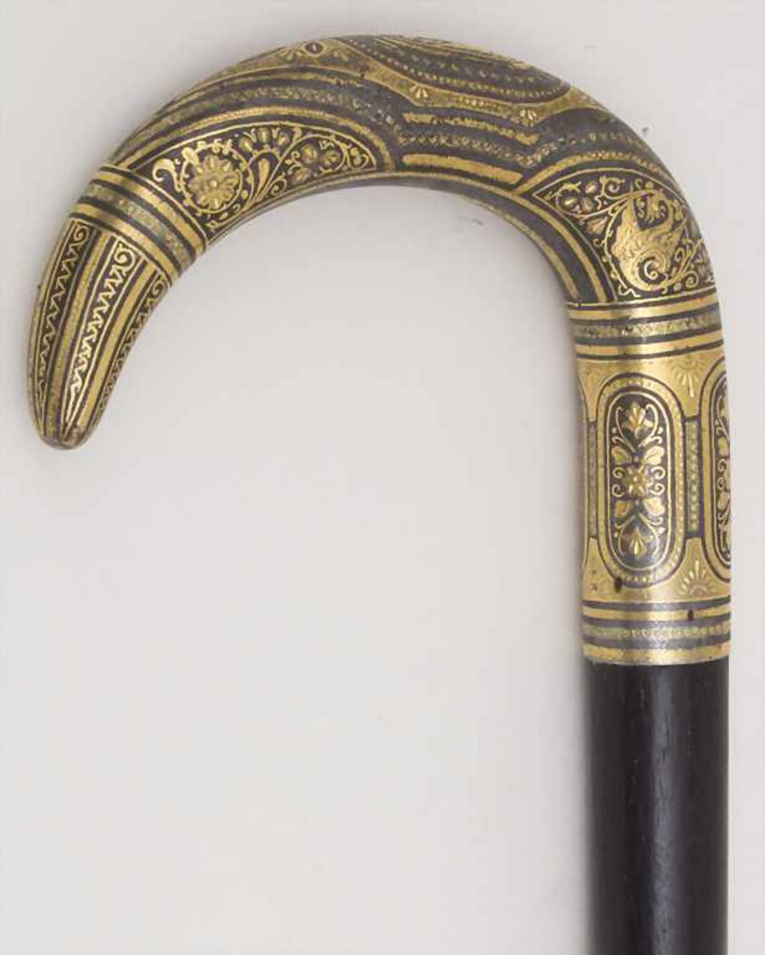 Eleganter Gehstock mit Gold- Inlay / A cane with gold inlay, Toledo, um 1880Material: Eisen - Bild 3 aus 5