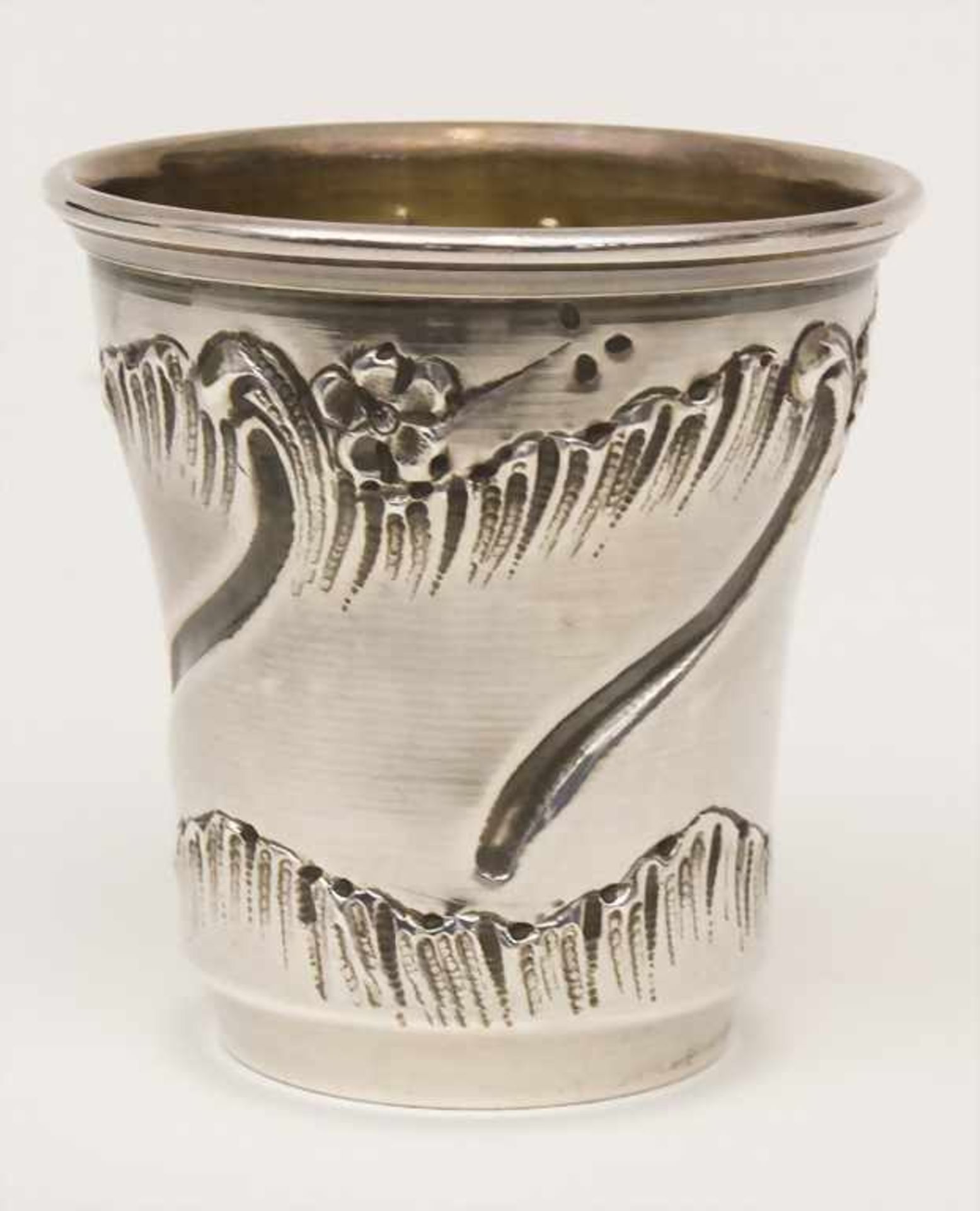 6 Schnapsbecher und Tablett in Schatulle / 6 silver cups and tray with case, Henry Soufflot, - Image 11 of 19