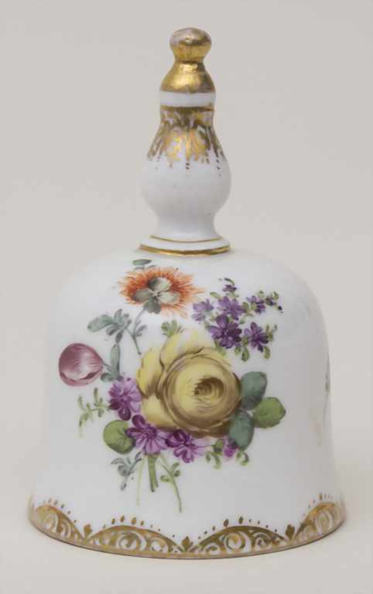 Tischglocke mit Blumenmalerei / A table bell with flowers, wohl Dresden, Ende 19. Jh.Material: - Image 3 of 6