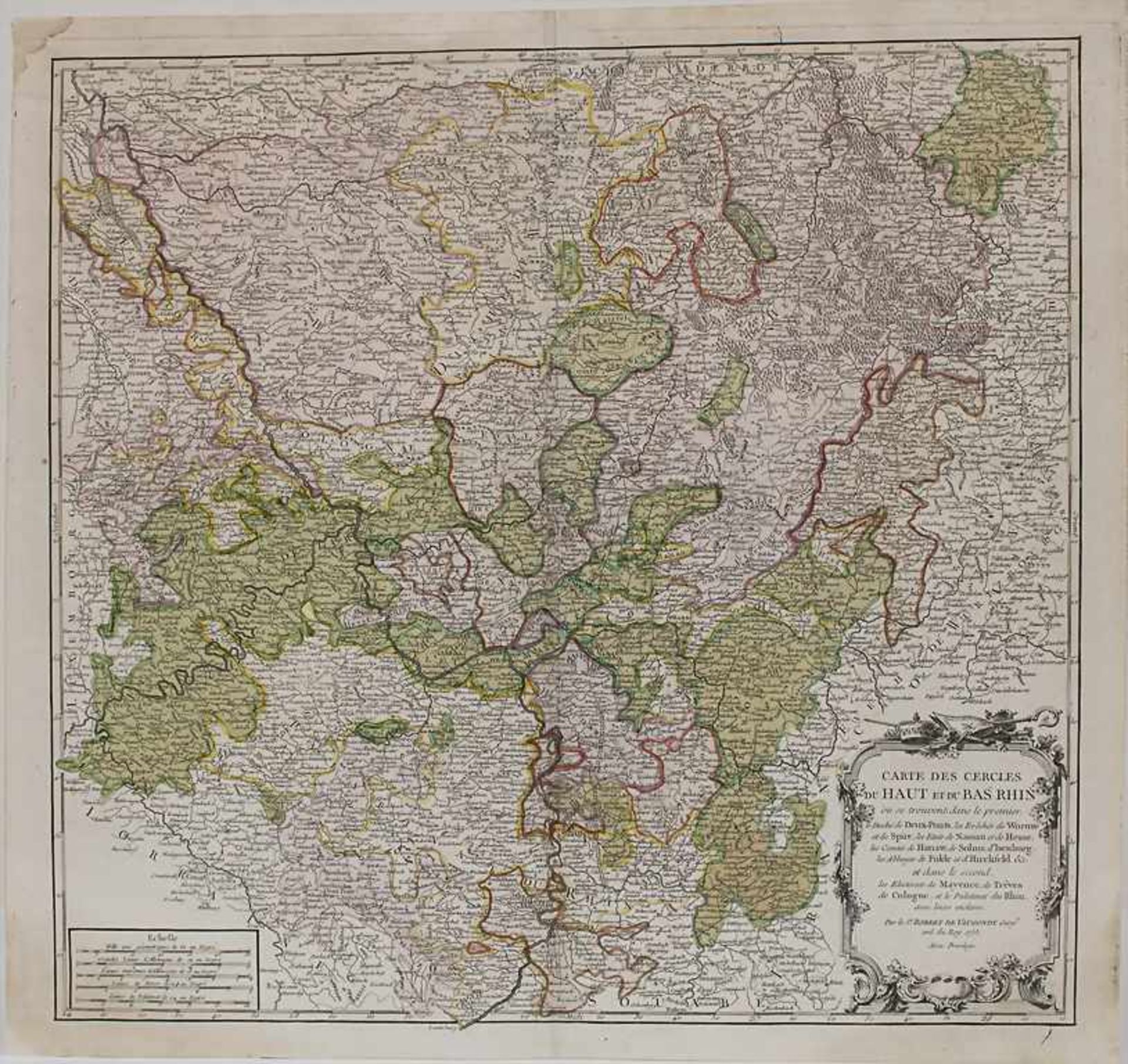 Robert de Vaugondy (1688-1766), Historische Karte von Ober- und Unterrhein / A historic map of upper