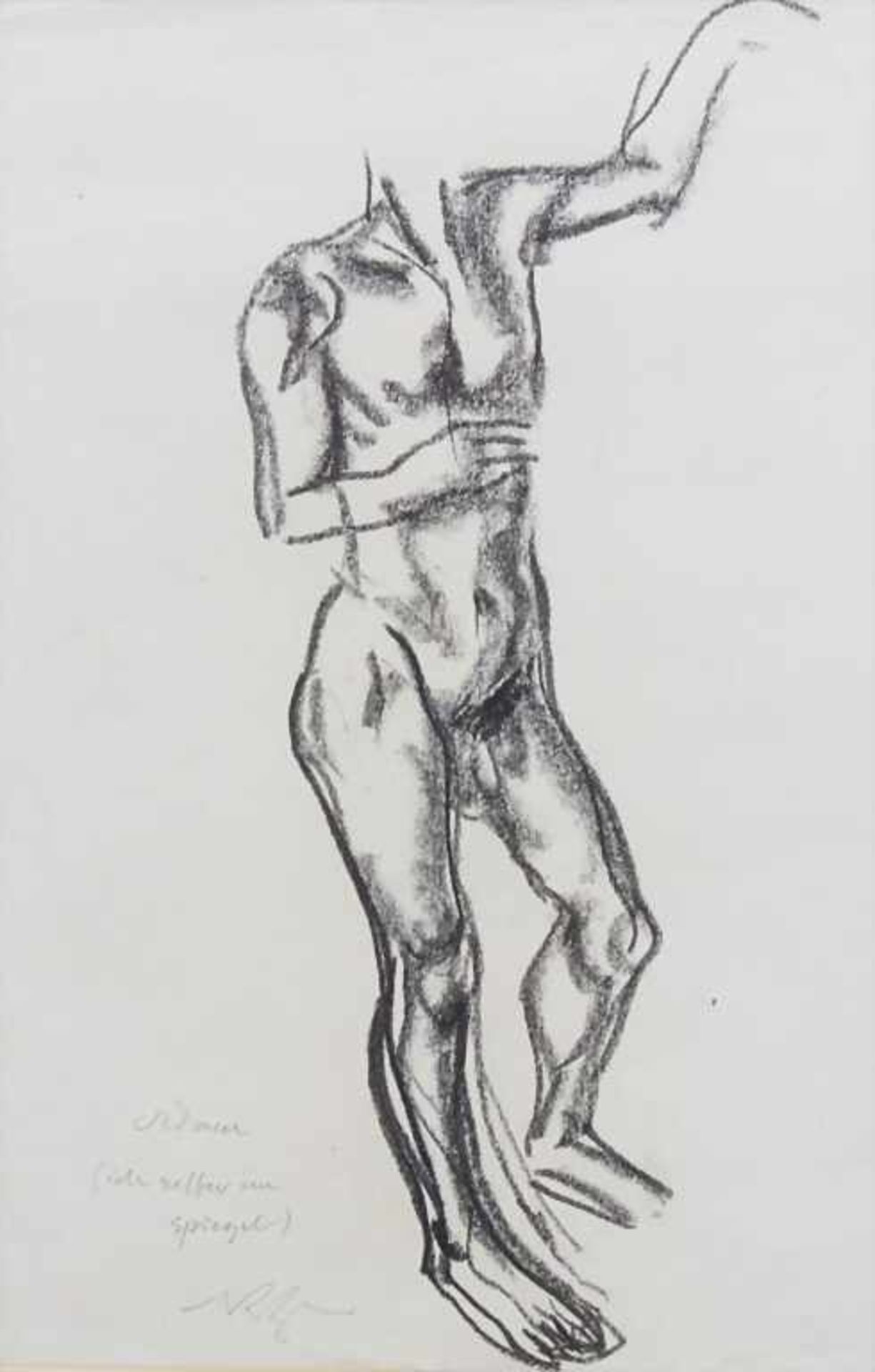 Michael Ziegler (*1960), 'Männlicher Akt' / 'A male nude'Technik: Kreide auf Papier, gerahmt. hinter