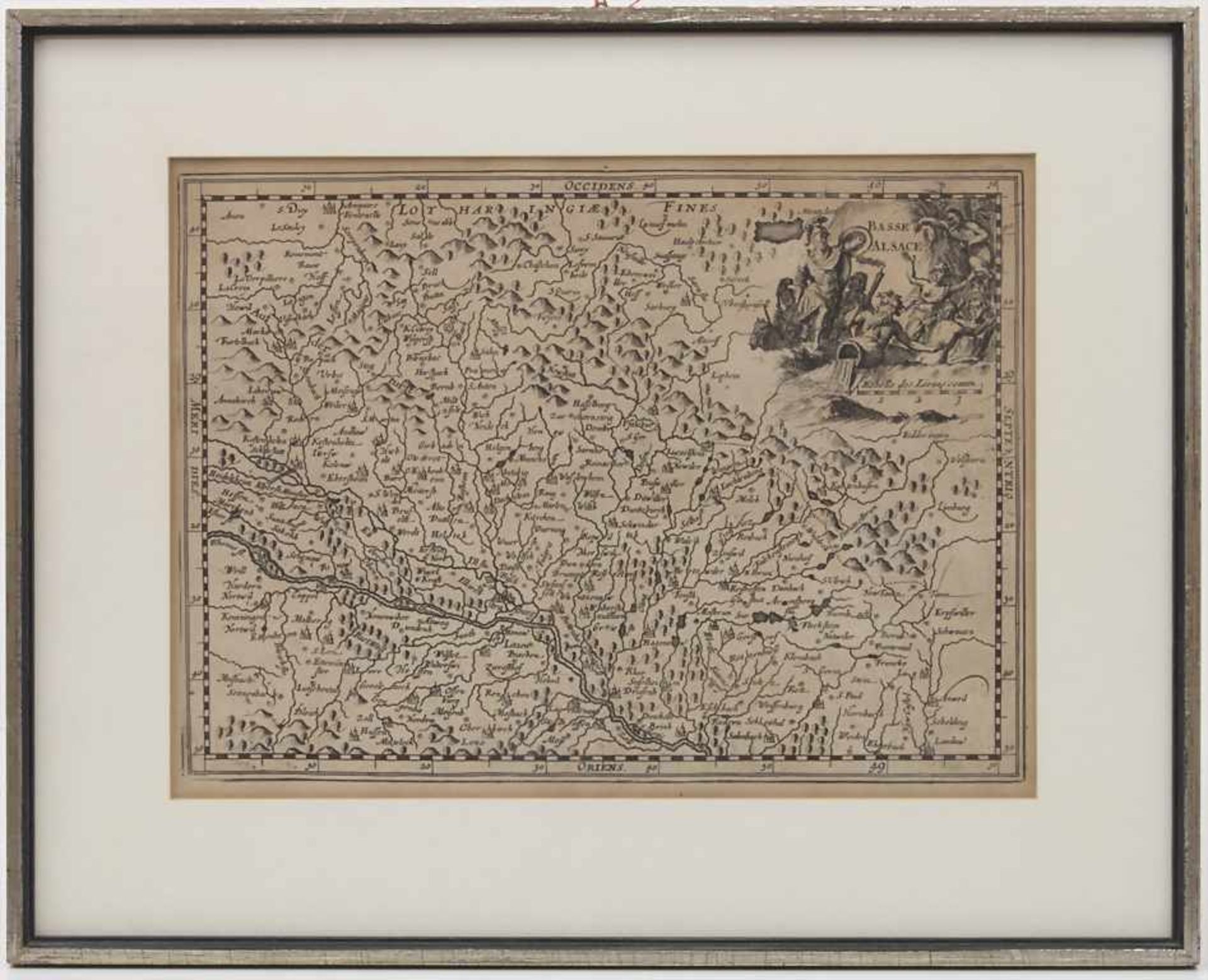 Historische Karte des Elsaß / A historic map of AlsaceTechnik: Kupferstich auf Papier, gerahmt, - Image 3 of 7
