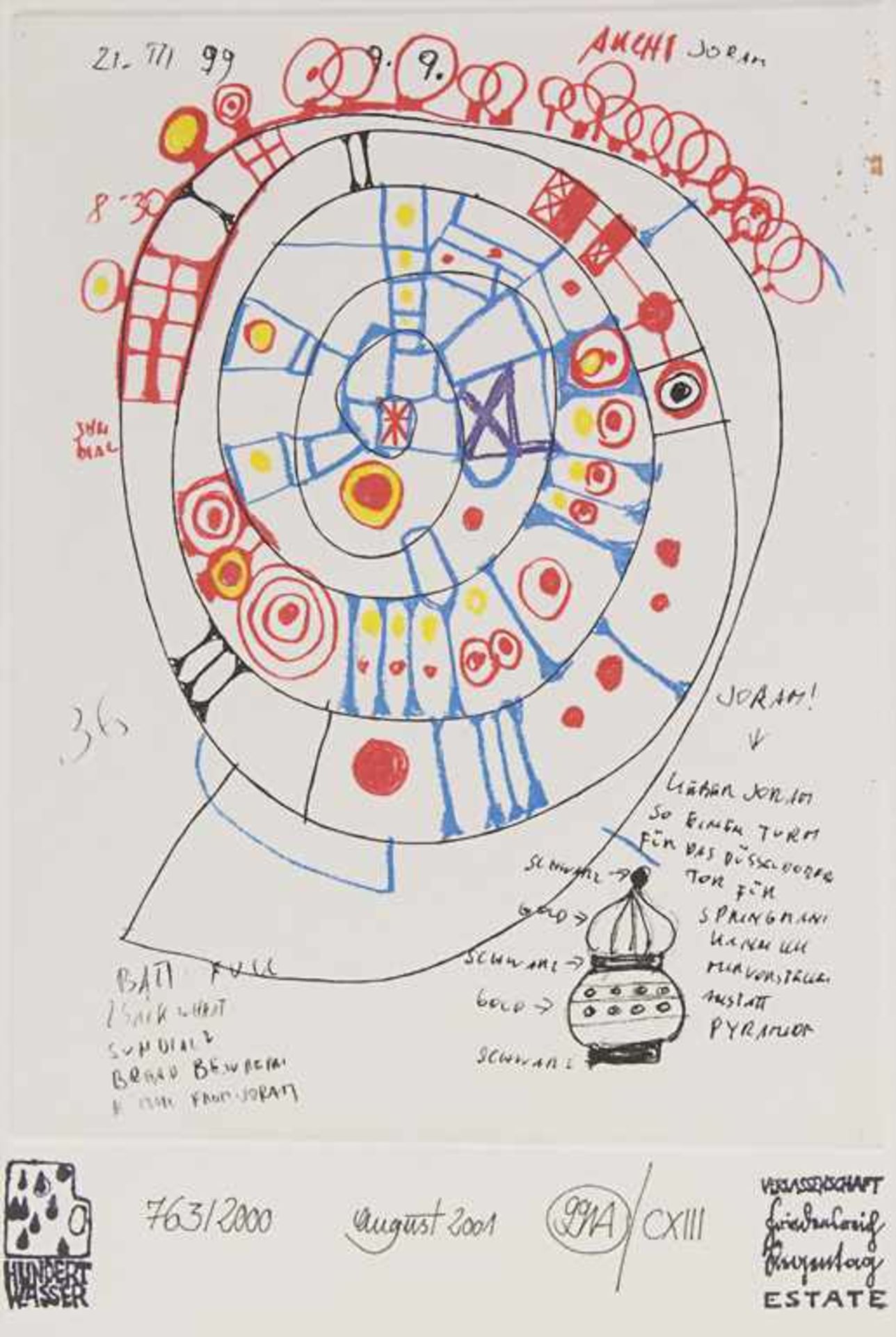 Friedensreich Hundertwasser (1928-2000), 'Goldkuppel für den Kindergarten am Düsseler Tor in