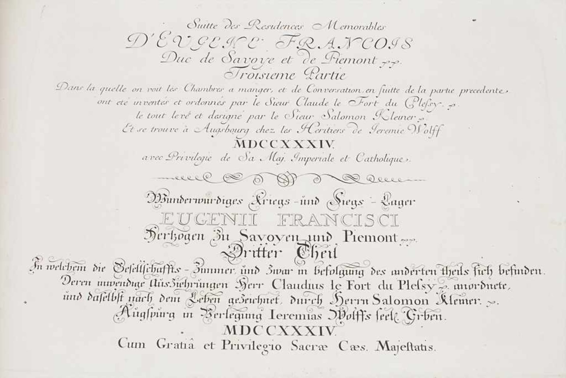 Salomon Kleiner (1700-1761), 'Suitte des Residences Memorables Eugene Francois Duc de Savoye et de - Image 12 of 12