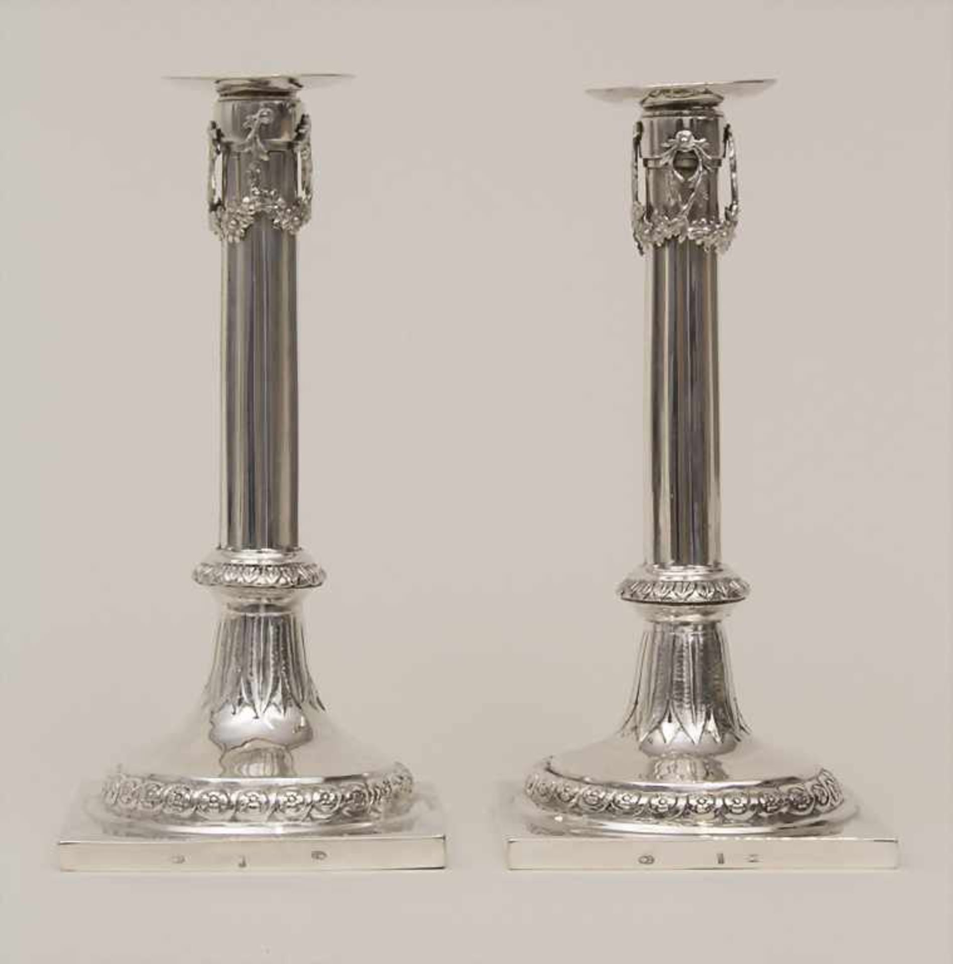 Paar Kerzenleuchter / A pair of silver candlesticks, Johann Martin Langenbauer, Augsburg,