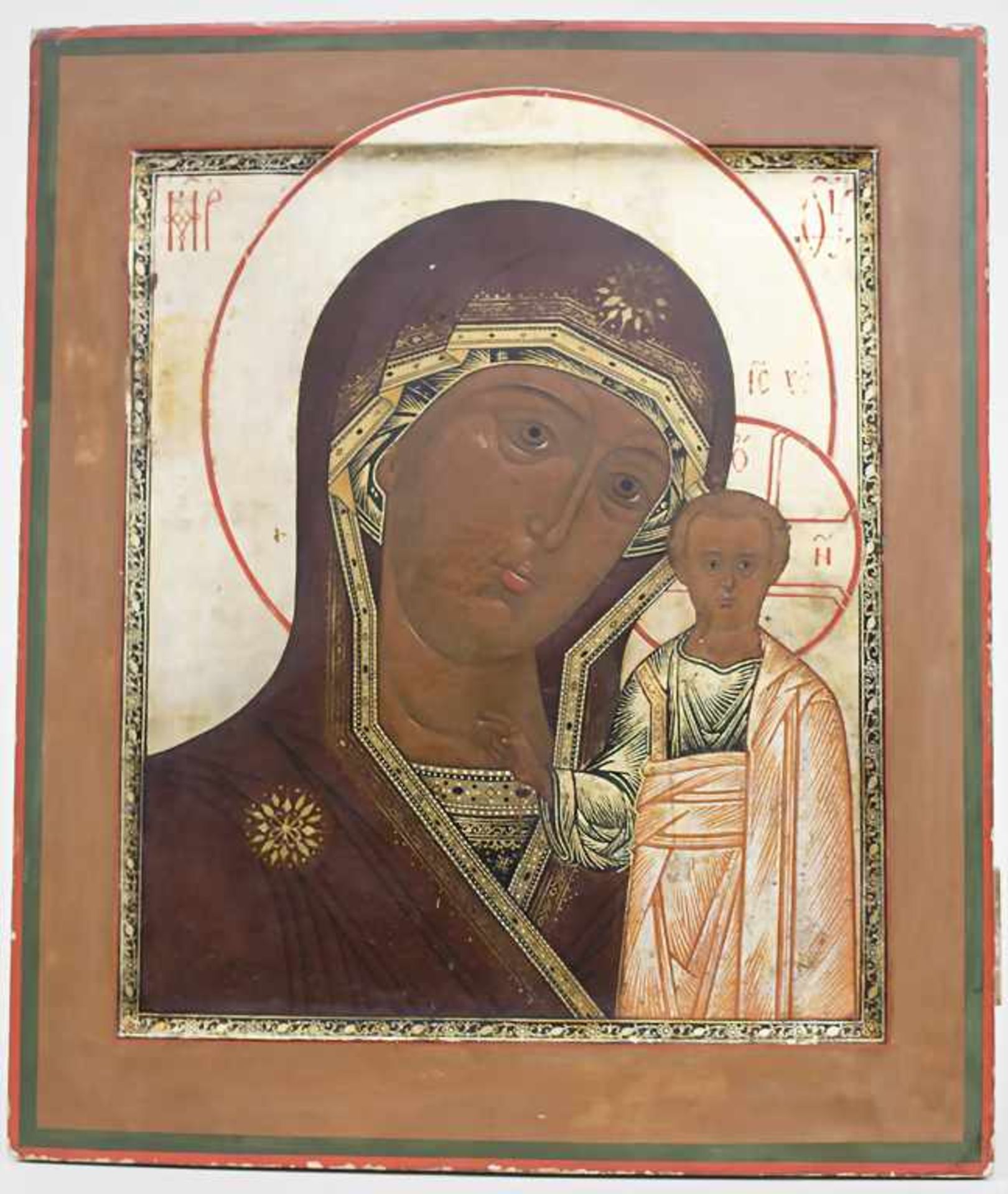 Ikone 'Gottesmutter von Kasan' / An icon 'Mother of God of Kasan', Russland, 19. Jh.Technik: Tempera