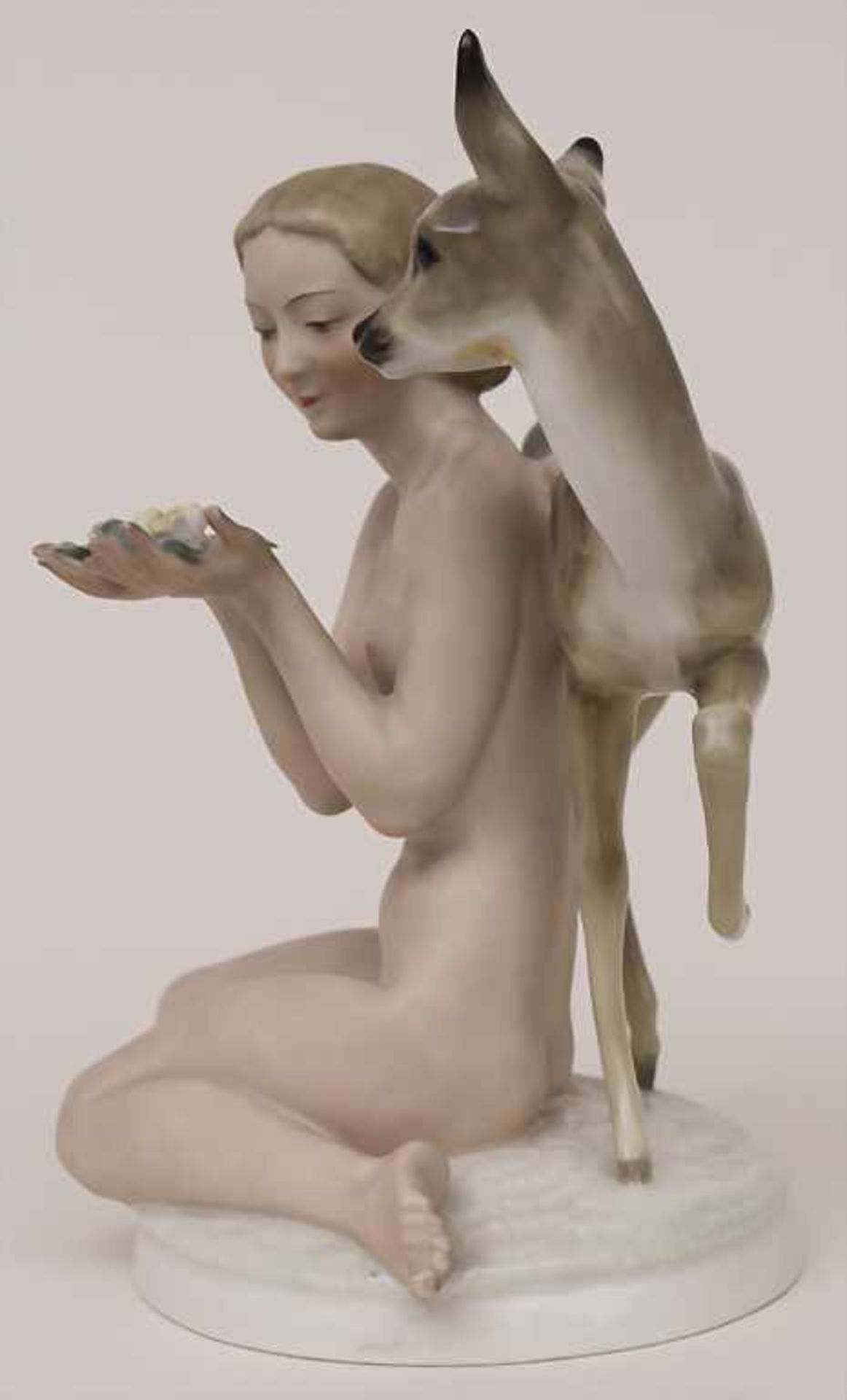 Mädchen mit Reh / A young girl with a deer, Carl Werner, Hutschenreuther, um 1948Material: - Image 2 of 6