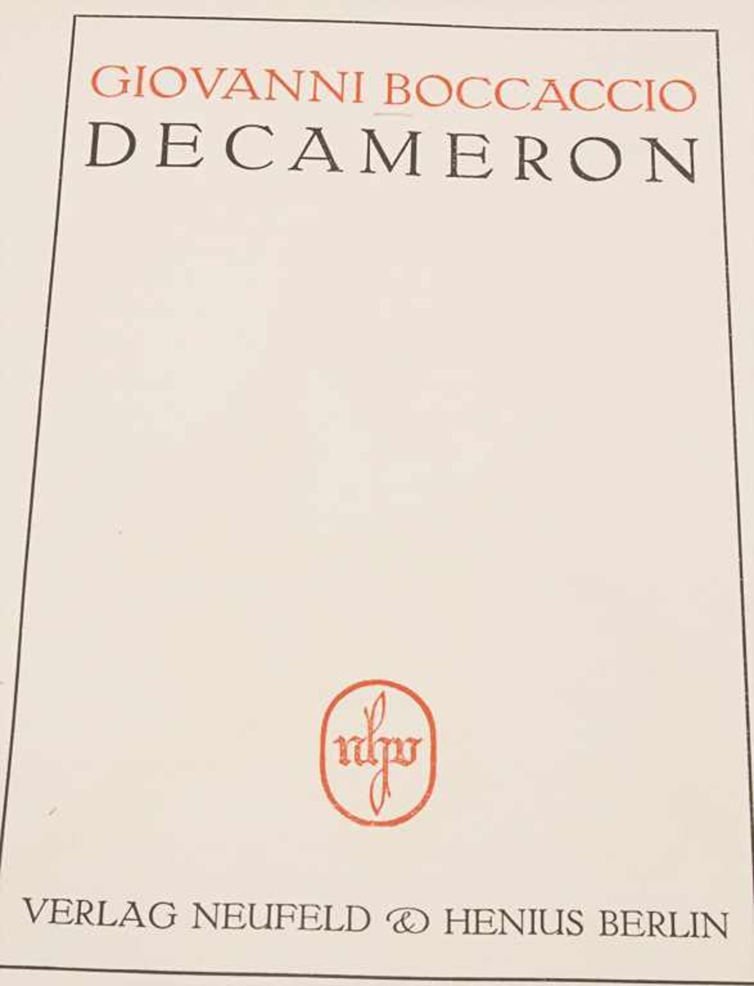 Boccaccio, Giovanni: Decameron, 2 Bde.Titel: DecameronUmfang: 20 ganzseit. farb. Abb. von L. - Image 2 of 9