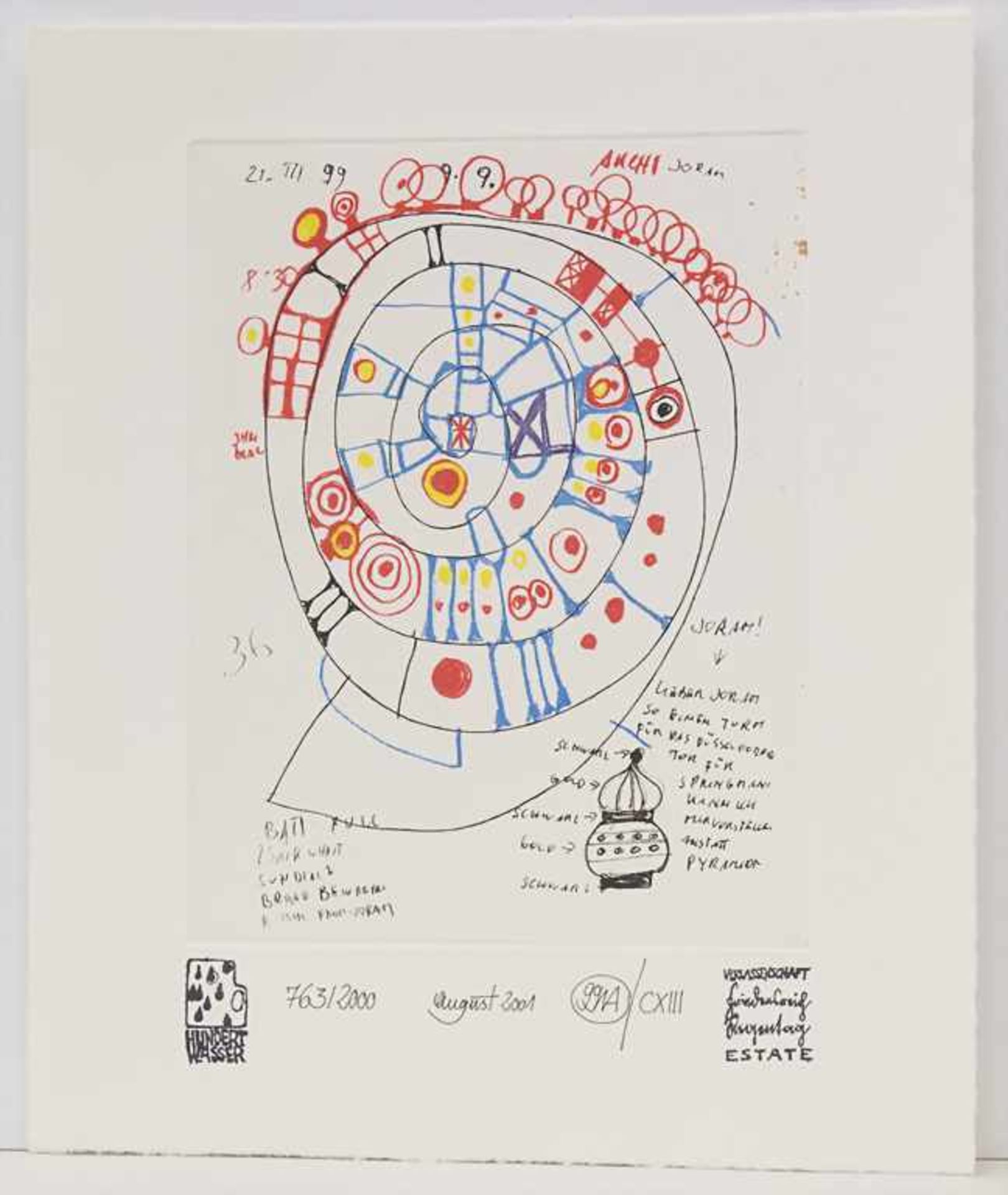 Friedensreich Hundertwasser (1928-2000), 'Goldkuppel für den Kindergarten am Düsseler Tor in - Image 3 of 3