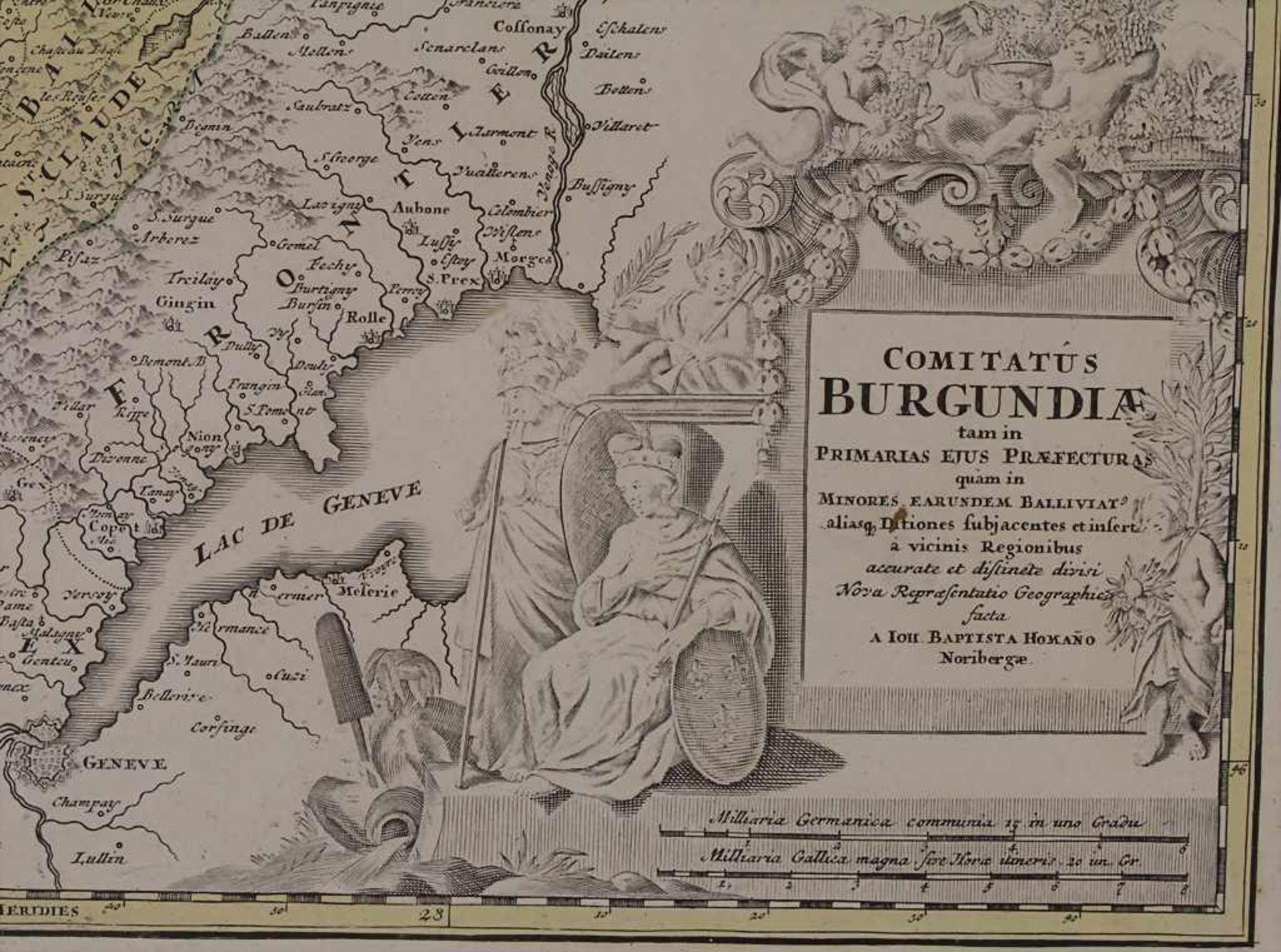 J.B. Homann (1664-1724), Historische Karte des Burgund / A historic map of BurgundiTitel: - Bild 2 aus 2