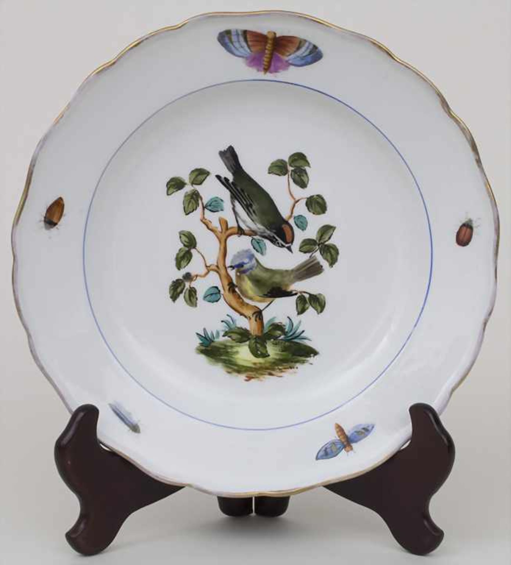Teller mit Vogeldekor / A plate with birds, Meissen, 1. Hälfte 19. Jh.Material: Porzellan, polychrom