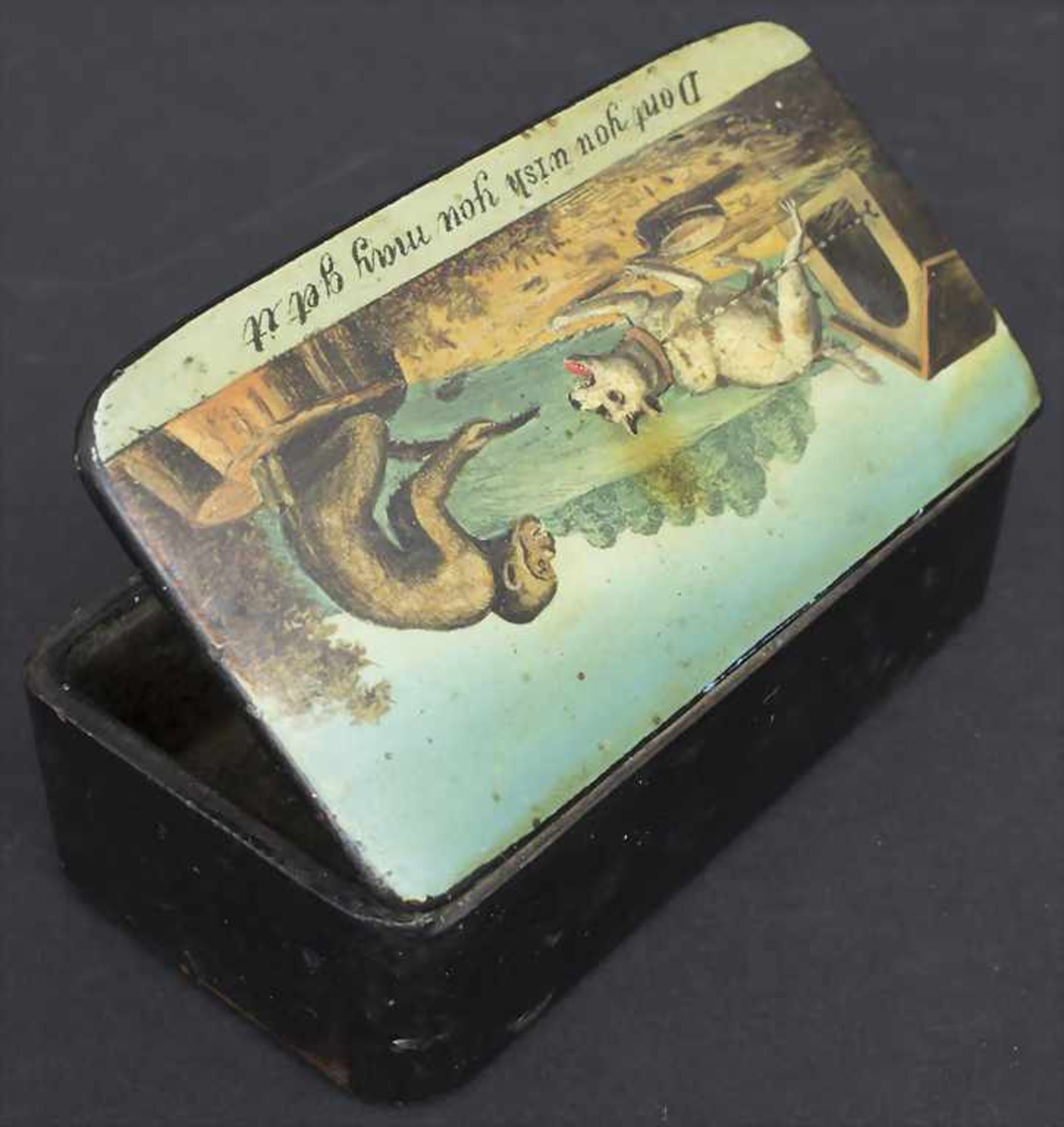 Schnupftabakdose / Tabatiere/ A snuff box, England, 19. Jh.Material: schwarz lackierte - Bild 3 aus 5