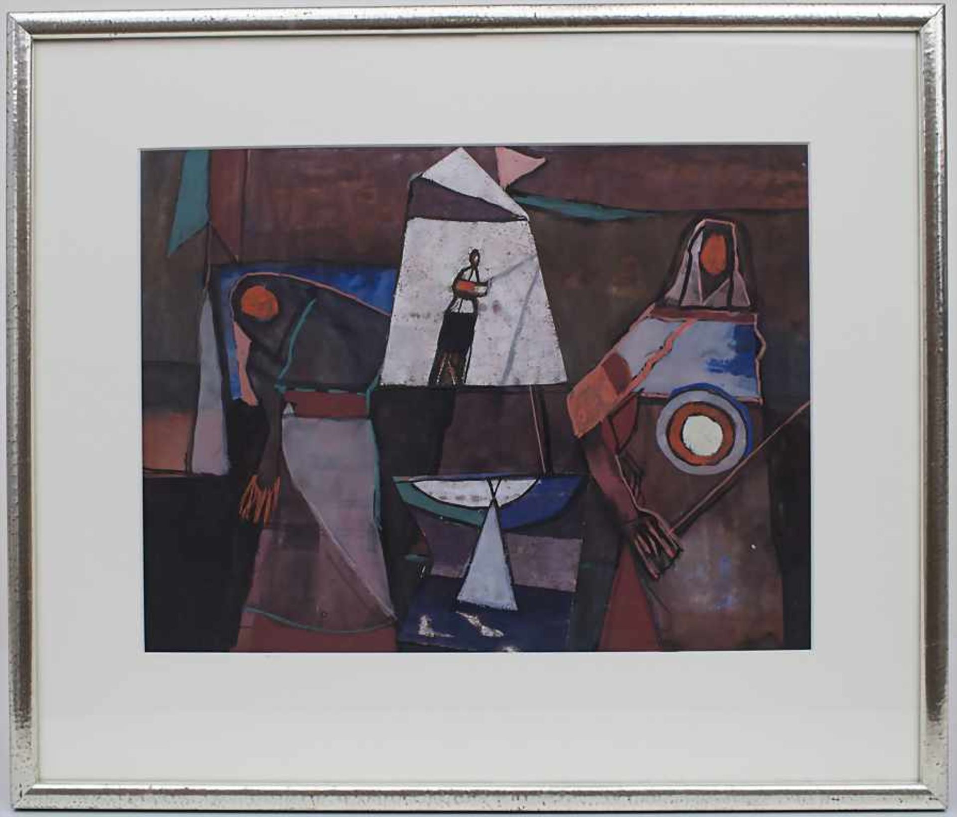 H. J. Jung (20. Jh.), 'Abstrahierte Figuren' / 'Abstracted figures'Technik: Gouache / Collage auf - Bild 2 aus 3