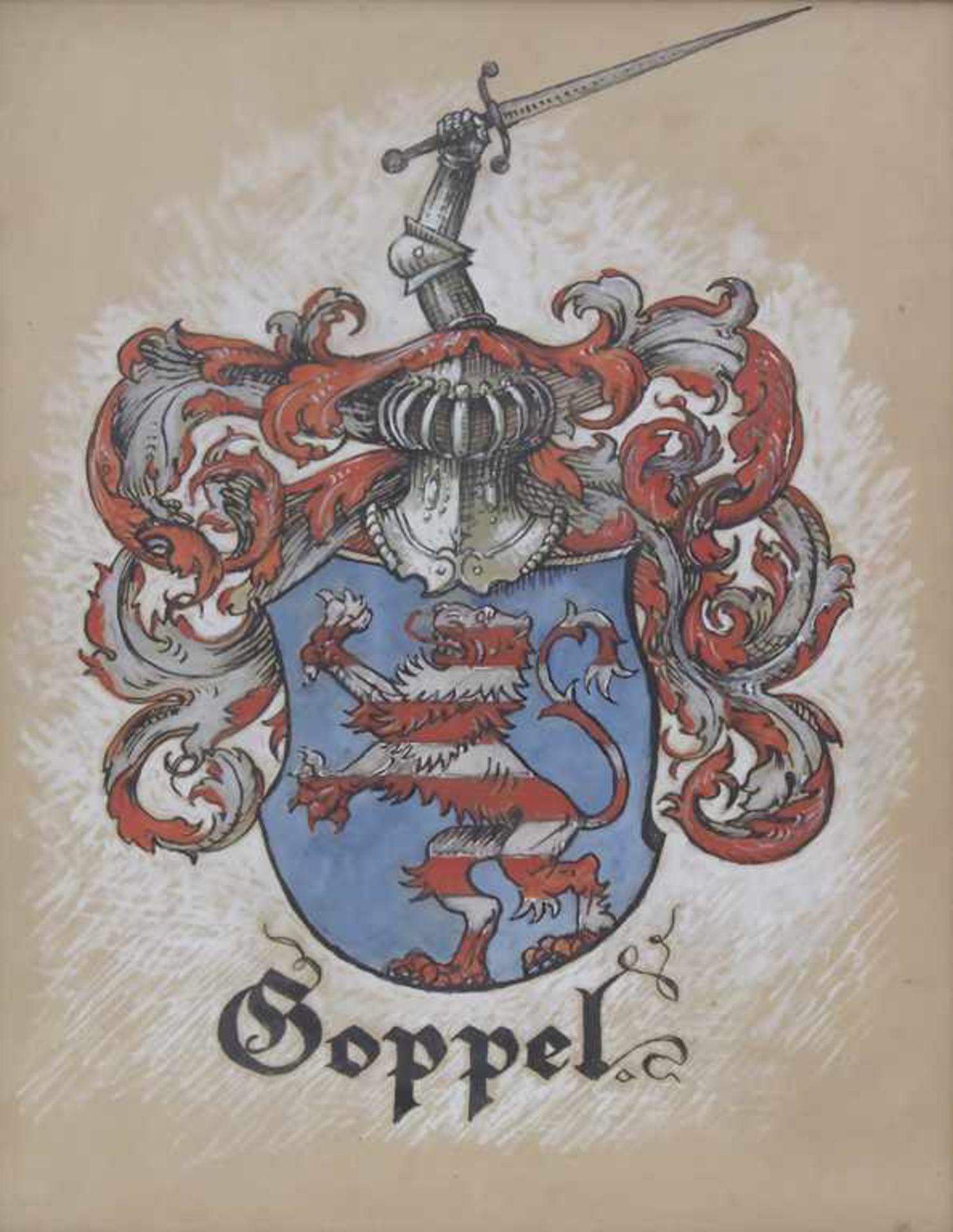 Wappen der Familie Goppel / A crest of the family GoppelMaterial / Technik: Tusche / Tempera auf