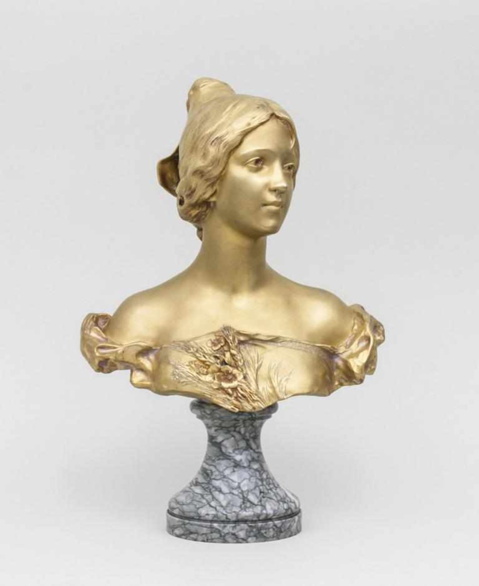 Félix Maurice Charpentier (1858-1924), Büste einer jungen Frau/Art Nouveau Female BustBronze,