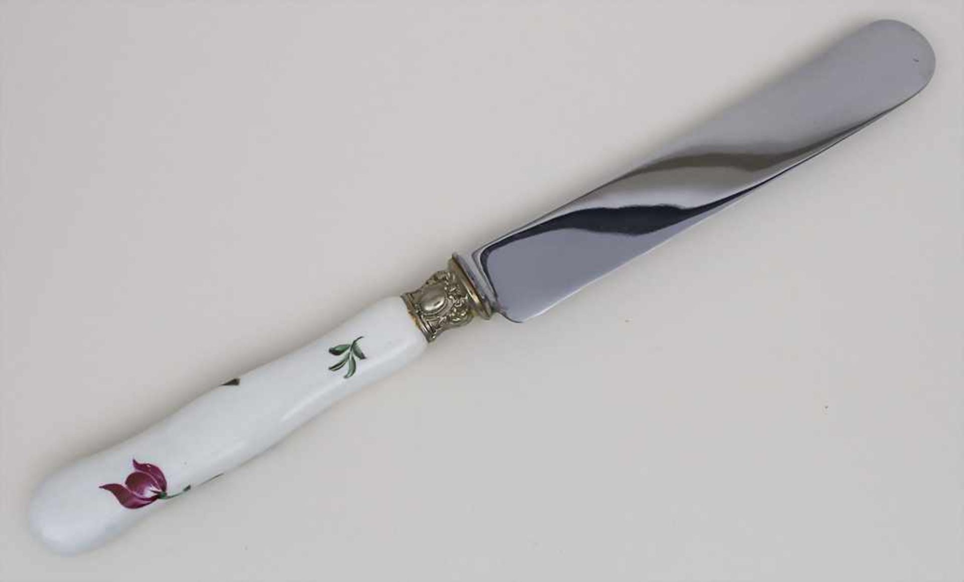 Messer mit Porzellangriff / A knife with porcelain handle, deutsch, Ende 19. JhMaterial: - Bild 2 aus 2