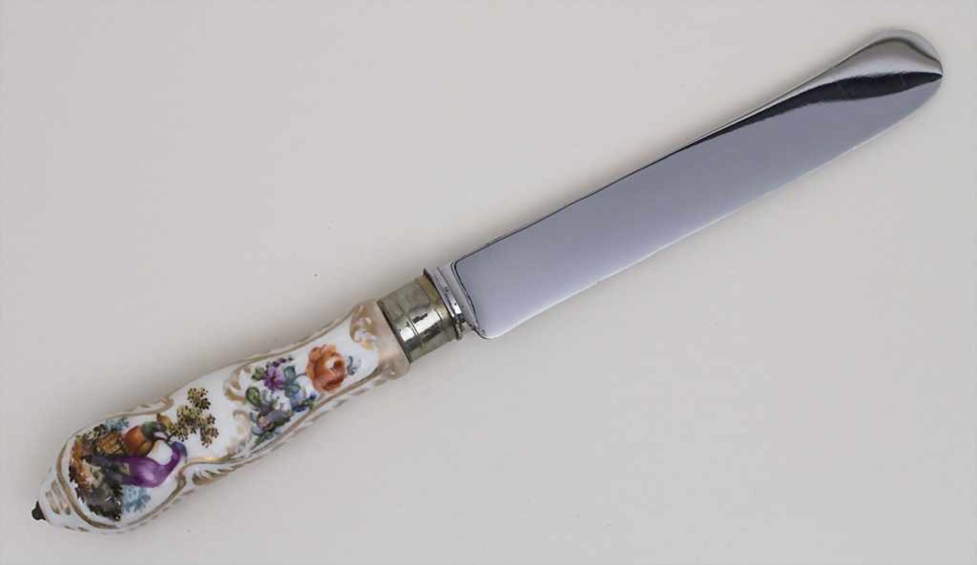 Messer mit Porzellangriff / A knife with porcelain handle, deutsch, Ende 19. JhMaterial: - Bild 2 aus 2