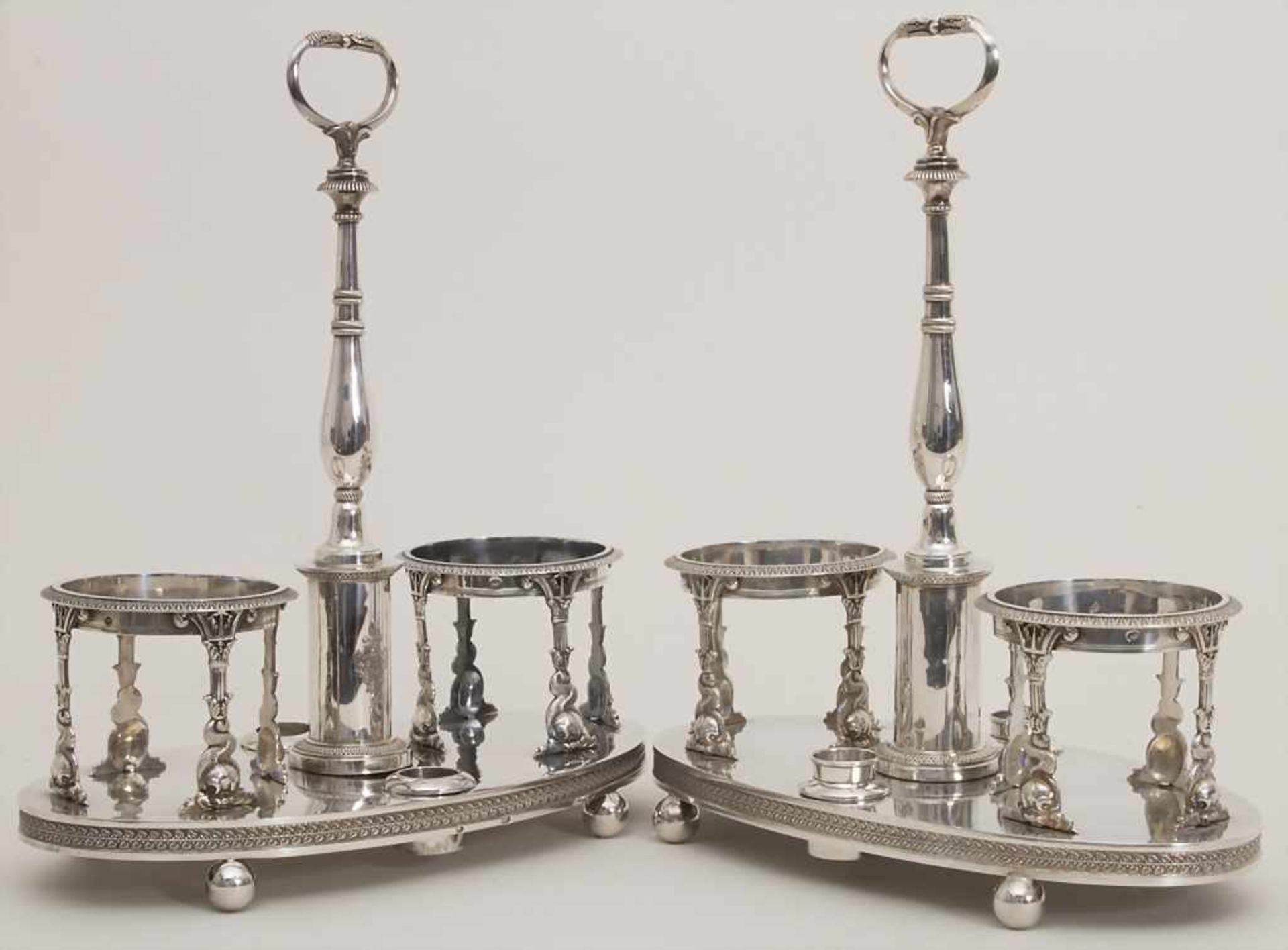 Paar Empire Menagen / A pair of Empire silver cruet stands, Jean Baptiste Claude Odiot, Paris, um - Bild 2 aus 12