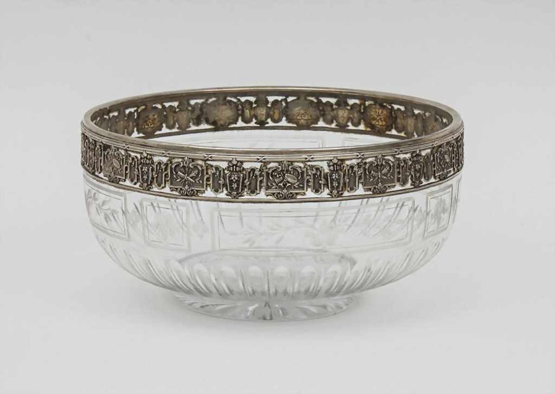 Glasschale mit Silbermontur/ Crystal And Silver Bowl , Eugène Lefebvre, Paris, um 1890auf rundem