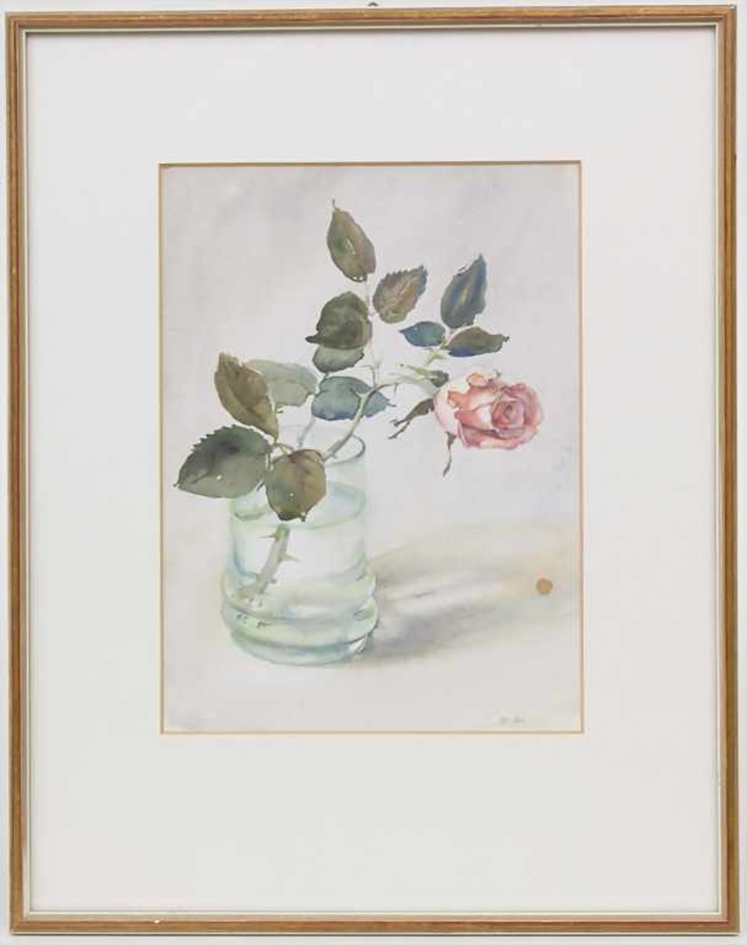 Monogrammist (19./20. Jh.), 'Rose im Wasserglas' / 'A rose in a glass of water'Technik: Aquarell auf - Image 2 of 4