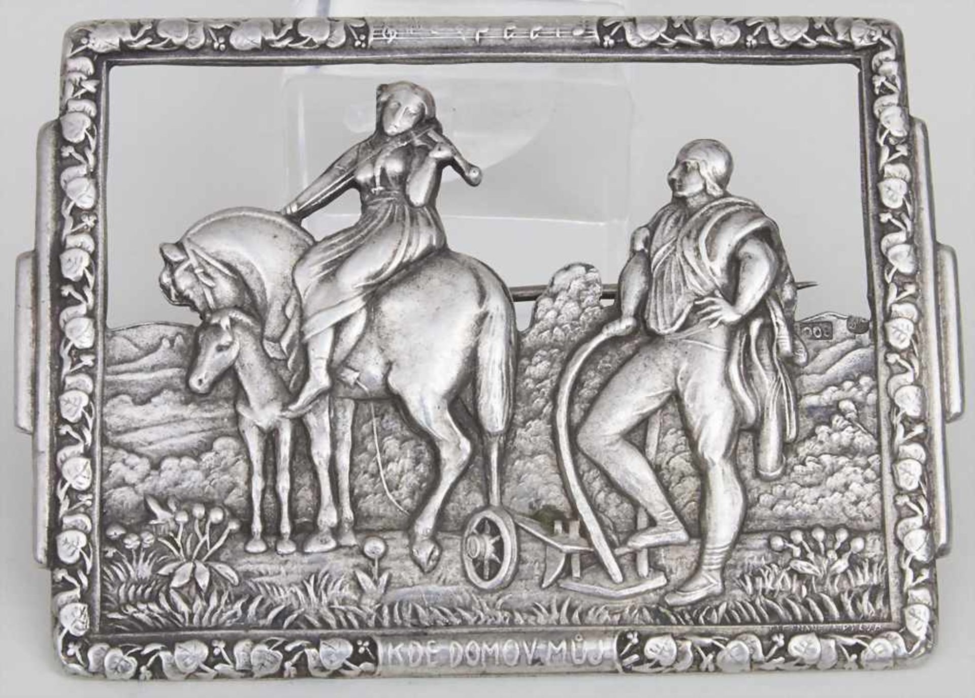 Silber-Brosche / A silver brooch, Böhmen um 1900Material: Silber Ag 800/000,Punzierung: Meistermarke