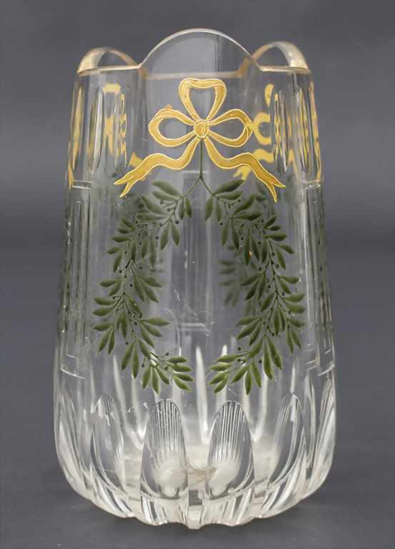 Vase mit Emailmalerei / Vase With Enamel Decor, Theresienthal, ca. 1900Material: Kristallglas,