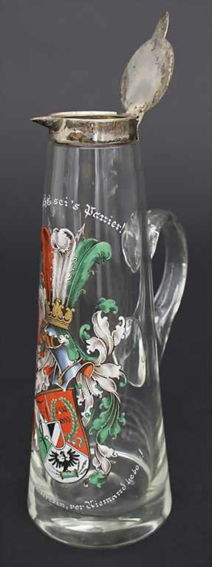 Burschenschaft-Schenkkrug / Fraternity jug, um 1903Material: durchsichtiges Glas, Emailmalerei,Höhe: - Bild 3 aus 9