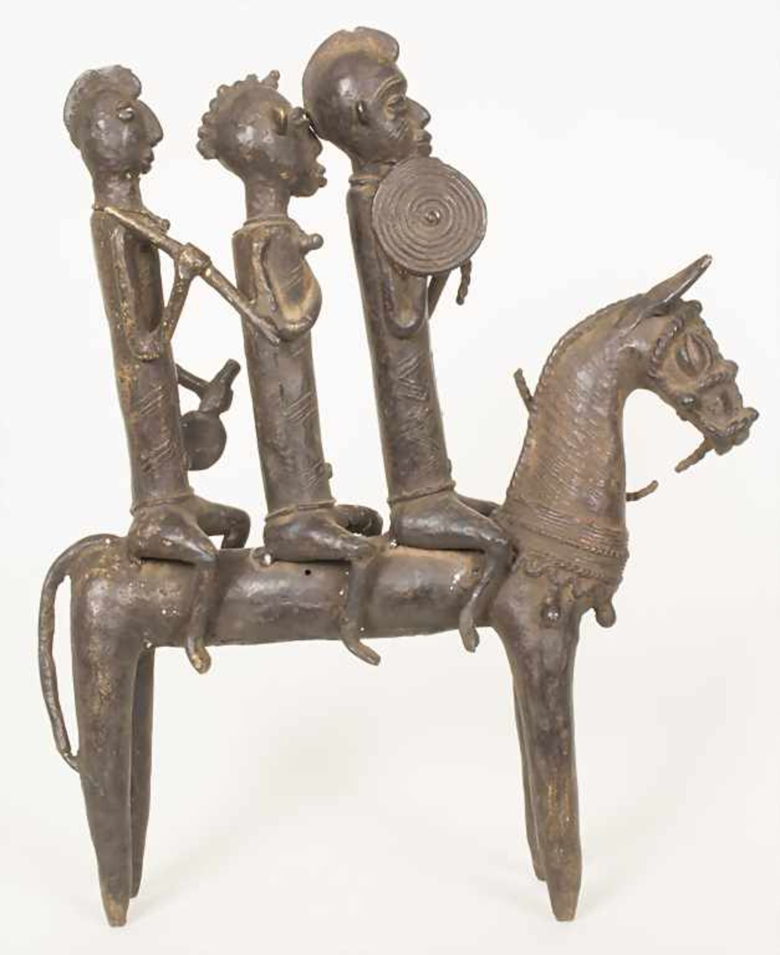 Reiterfigur, Kotoko, Tschad, 2. Hälfte 20. Jh.Material: Bronze, braun patiniert,Höhe: 45,5 cm, - Bild 3 aus 5