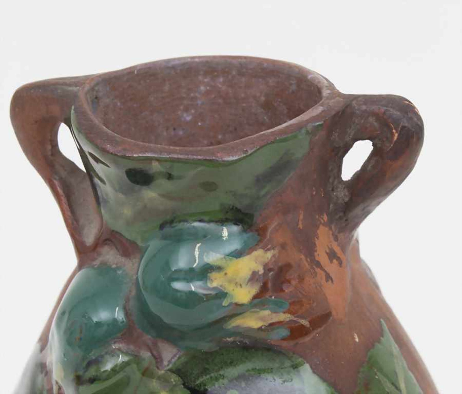 Jugendstil Henkelvase mit Haselnuss / An Art Nouveau vase with handles and hazelnut, Montières, - Bild 4 aus 4