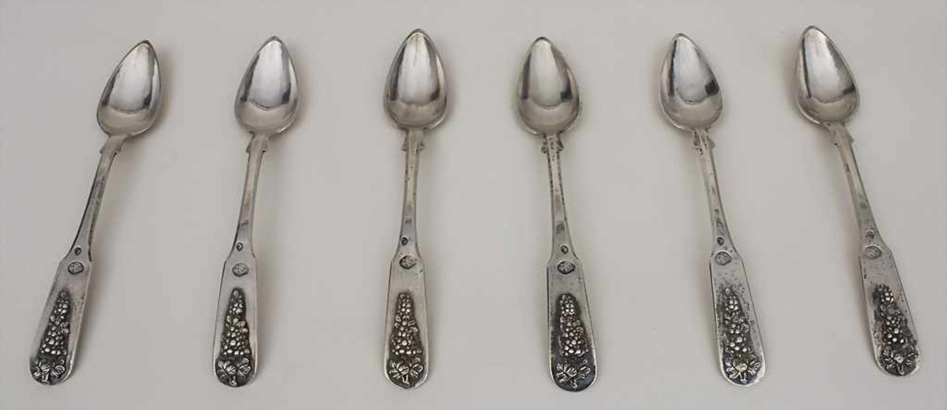 6 Löffel / A set of 6 silver spoons, Osmanisch/Türkei / Ottoman/Turkey, um 1860Material: Silber,