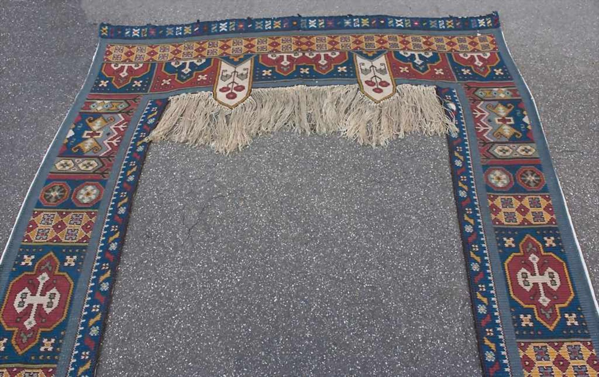 Textile Türrahmung/ Textile Doorframe, Jugendstil, um 1900/1910Wolle/Leinen. In geometrischer,