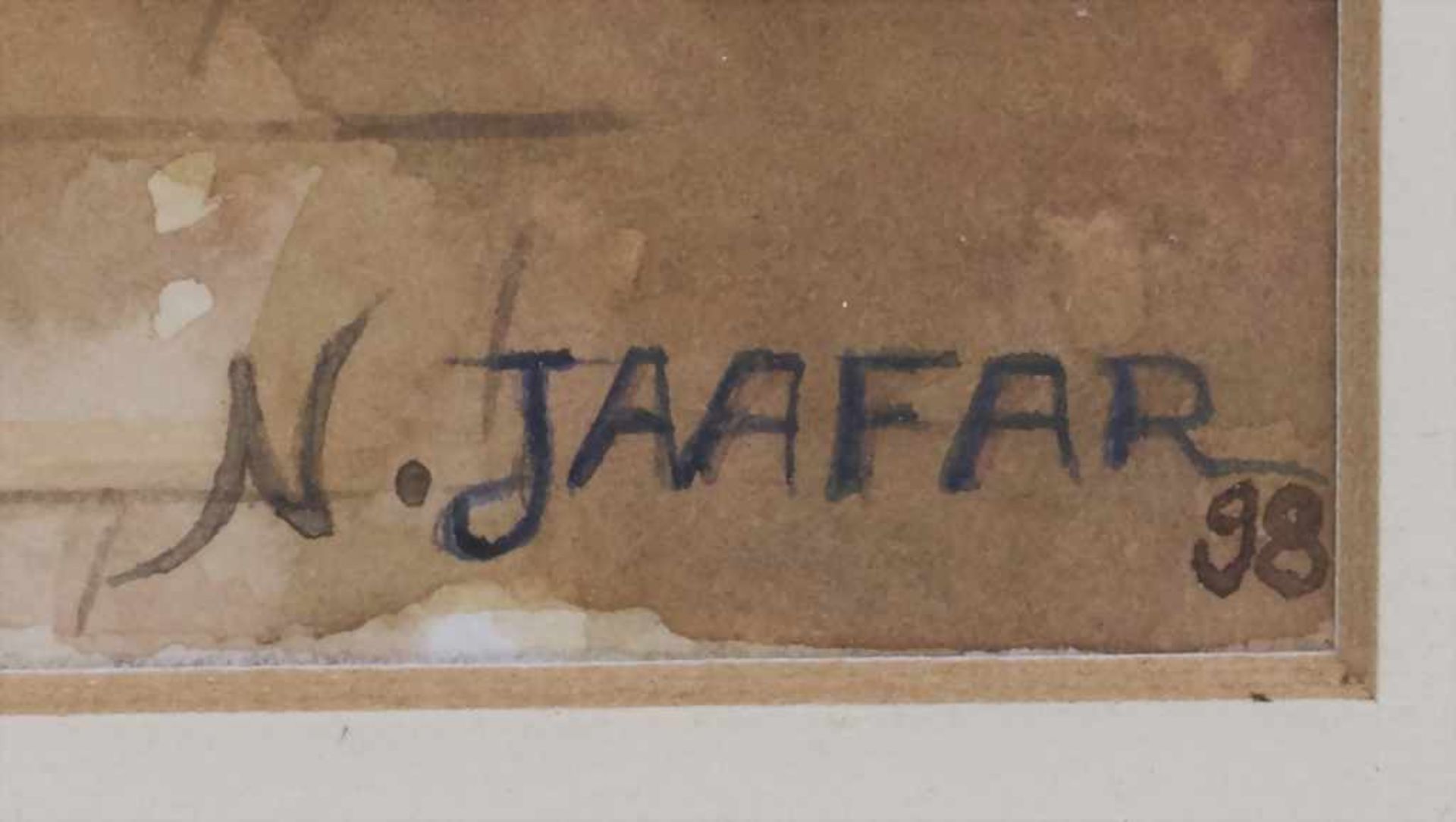 N. Jaffar (20. Jh.), 'Betende Männer in Mosche' / 'Praying men in mosque'Technik: Aquarell auf - Image 3 of 4