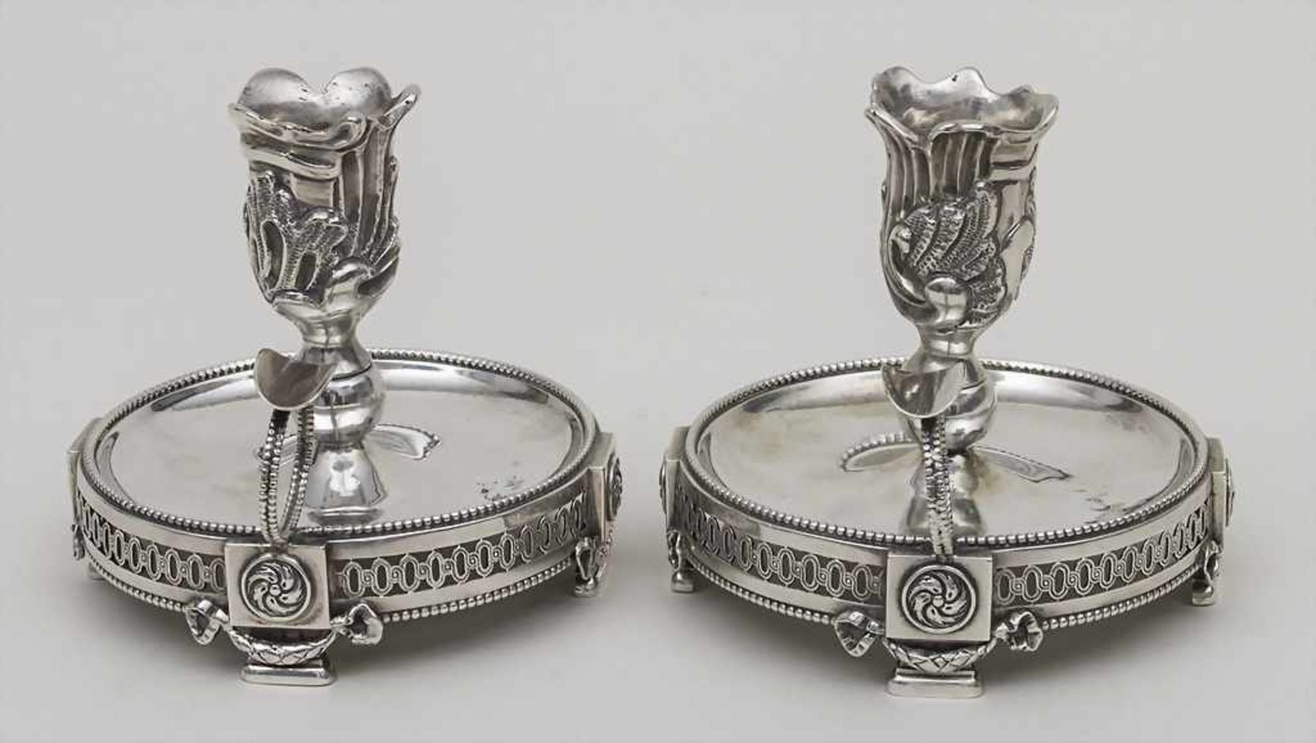 Paar Handleuchter / A pair of silver candlesticks, Wien/Vienna, um 1925Material: Silber 800, - Bild 3 aus 4