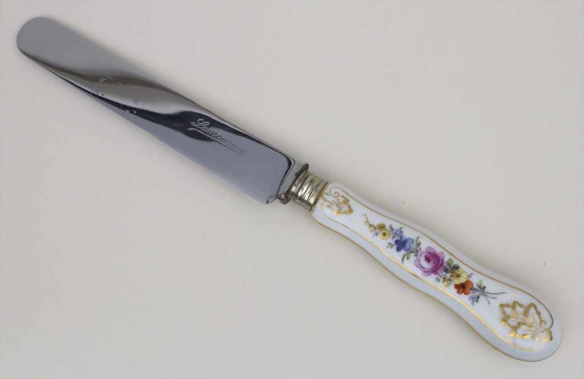 Messer mit Porzellangriff / A knife with porcelain handle, deutsch, Ende 19. JhMaterial: