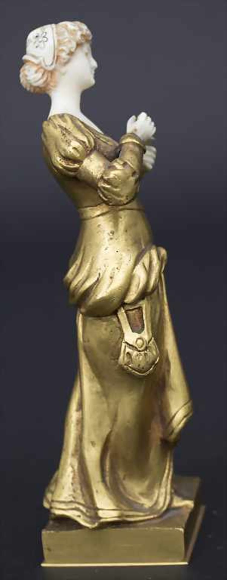 Bronze-Elfenbeinfigur 'Junge Dame' / A bronze-ivory sculpture 'Young lady', Ende 19. Jh.Technik: - Image 4 of 5