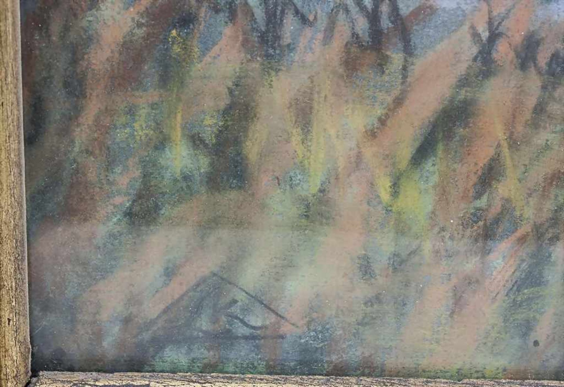 Monogrammierender Jugendstil-Maler, Herbstliche Landschaft mit Weinreben, Anfang 20. Jh.Pastell/ - Bild 2 aus 3
